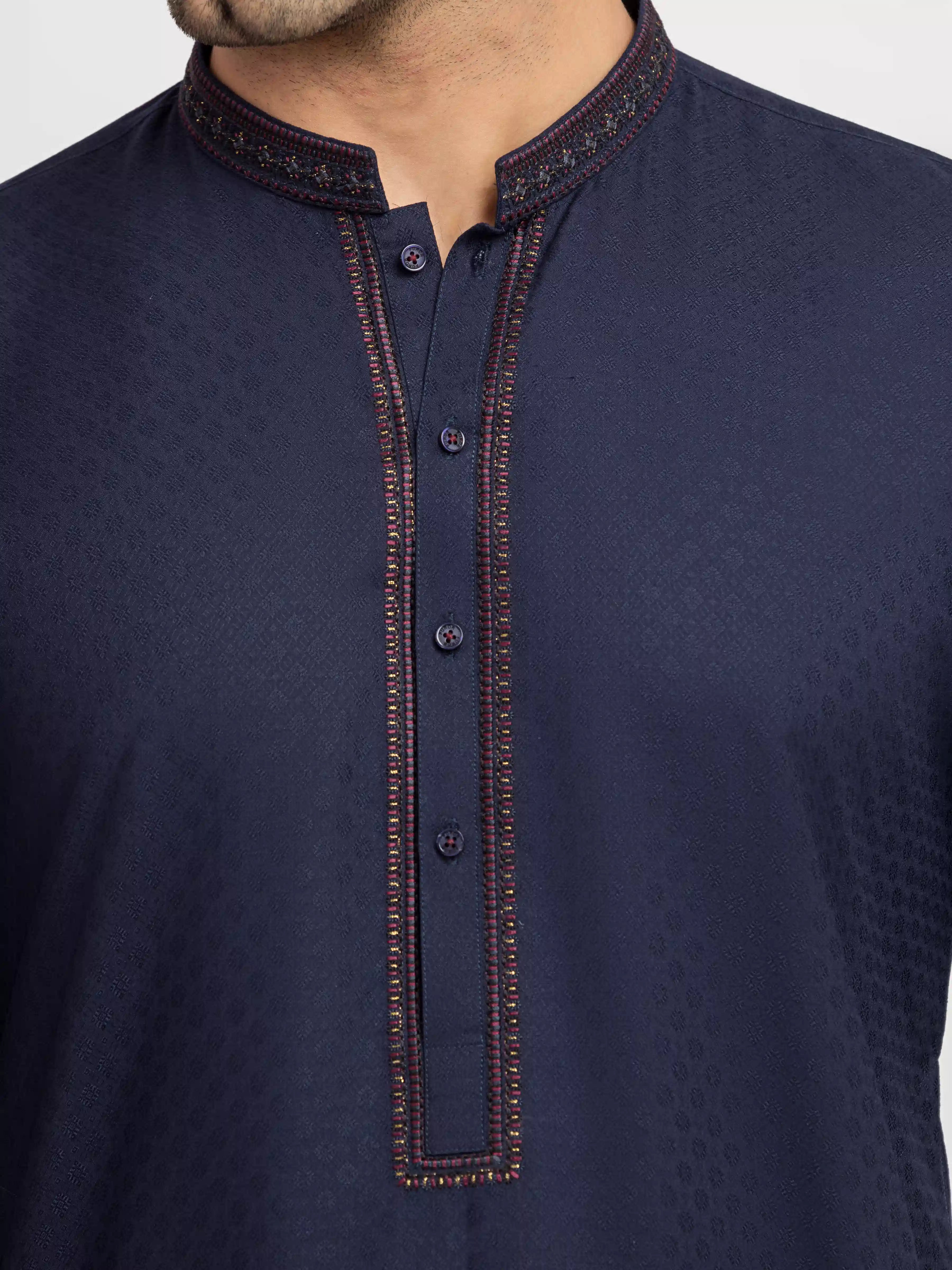 Men's Navy Blue Kurta - EMTK5-99629