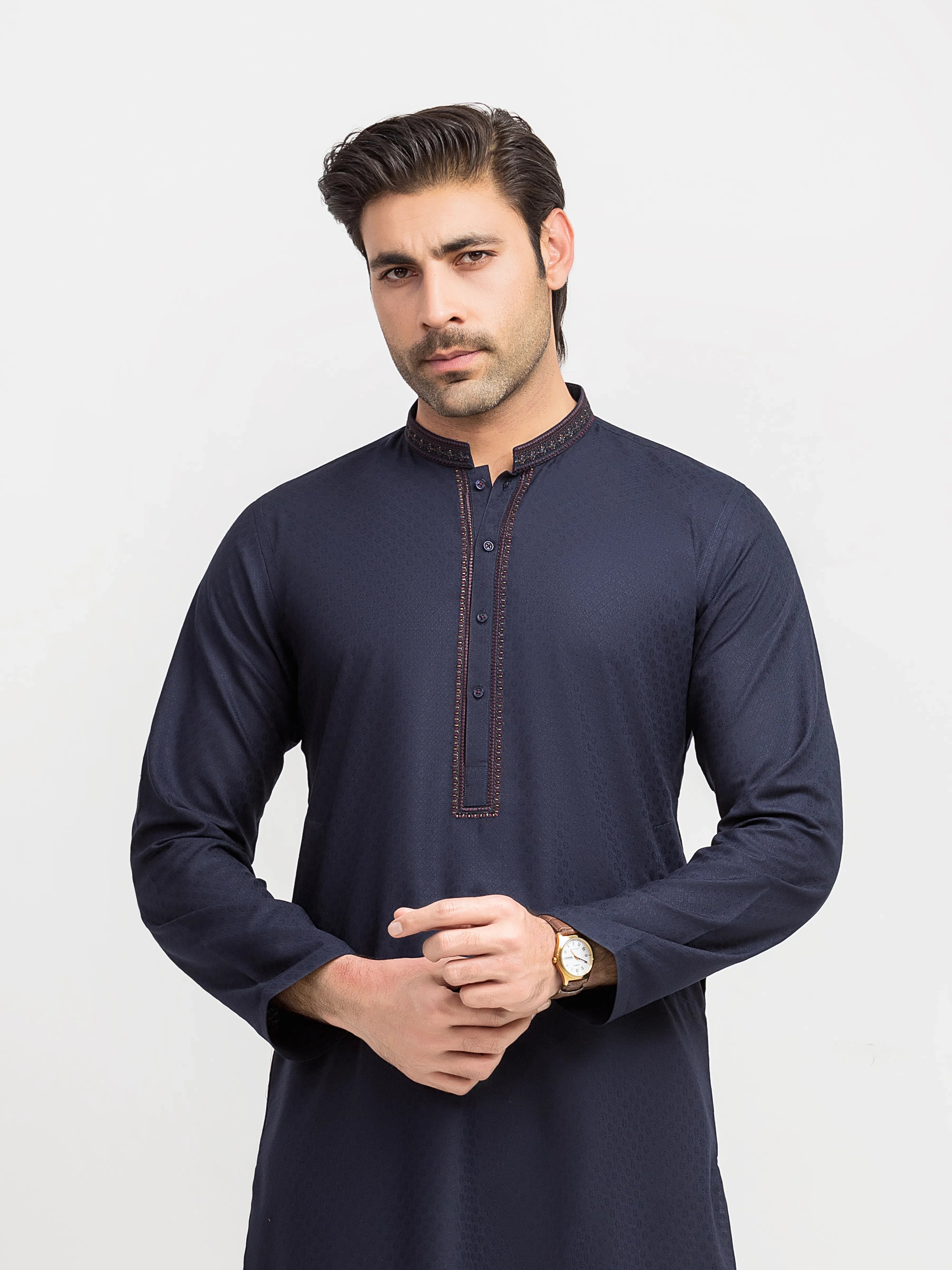 Men's Navy Blue Kurta - EMTK5-99629