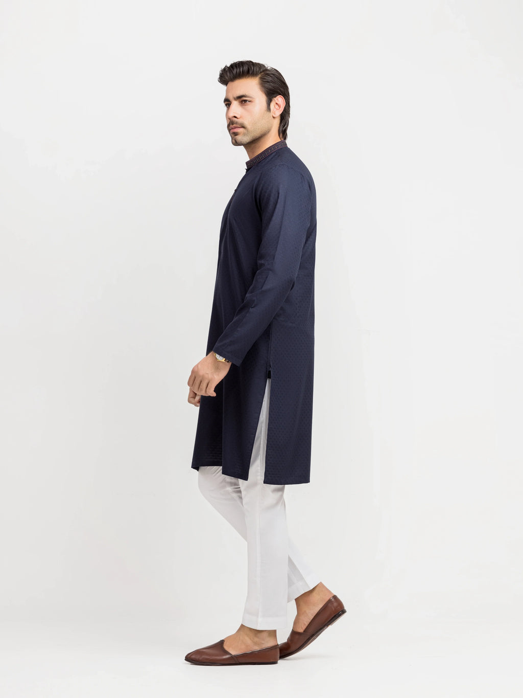 Men's Navy Blue Kurta - EMTK5-99629