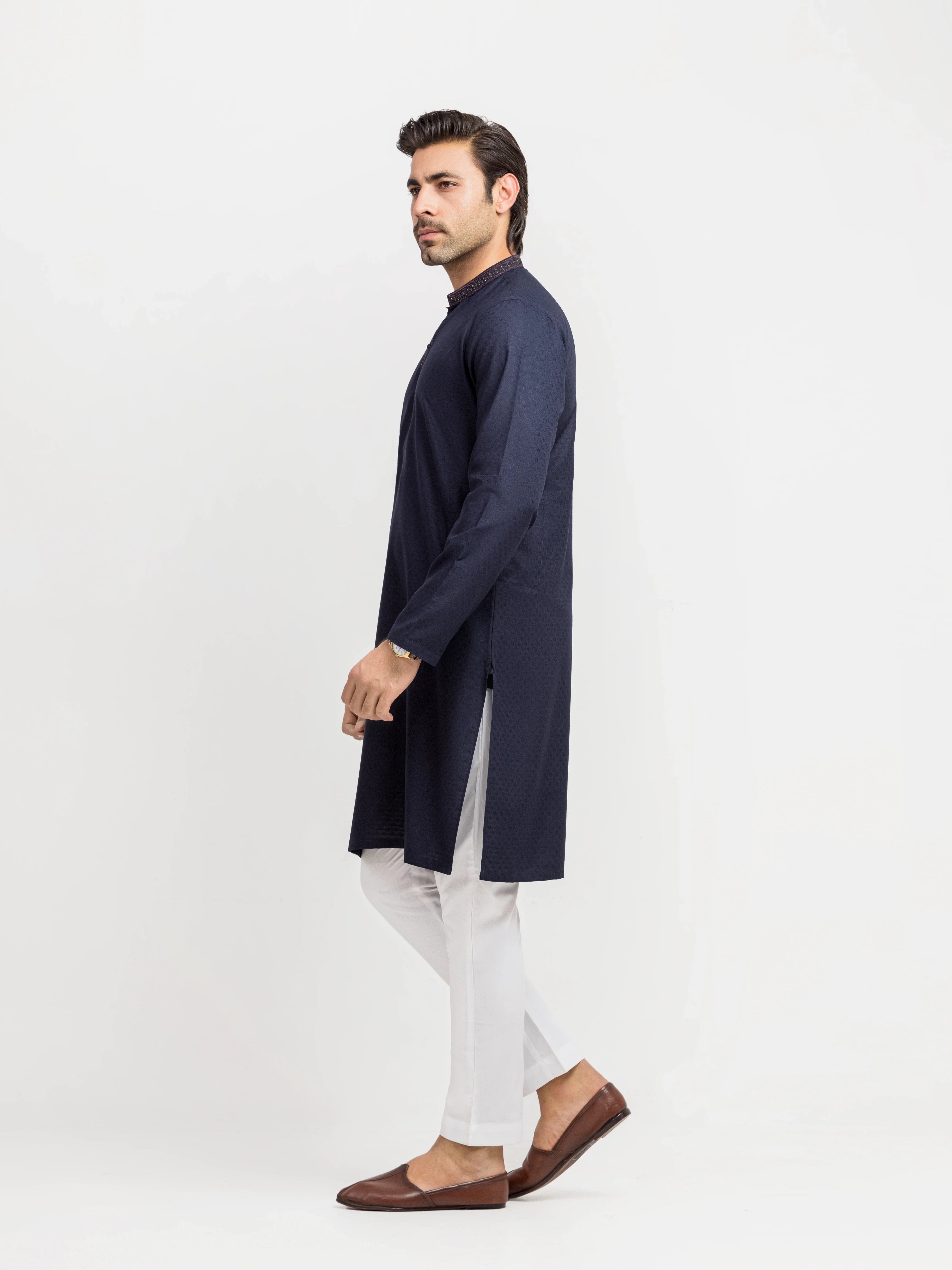 Men's Navy Blue Kurta - EMTK5-99629