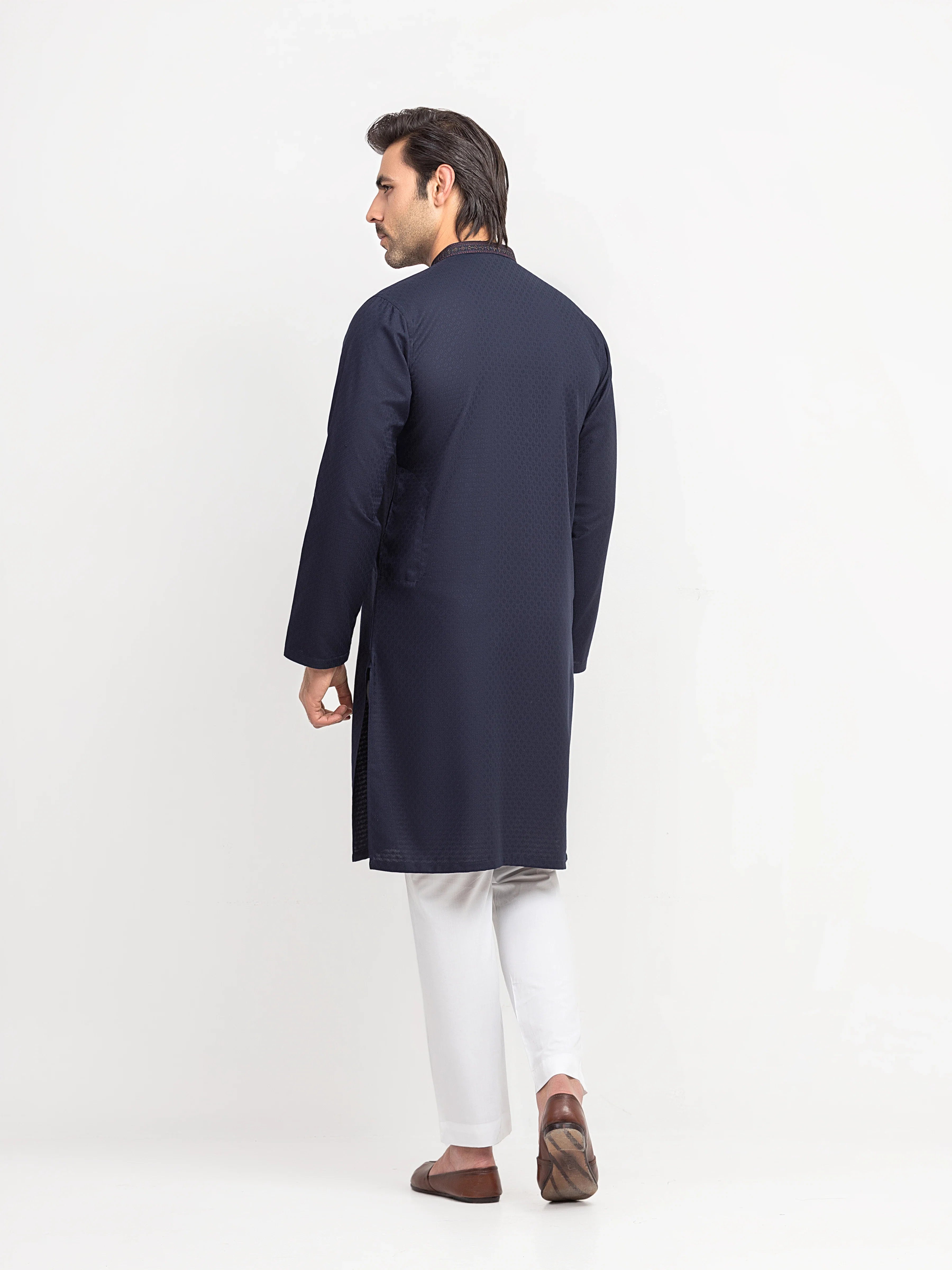 Men's Navy Blue Kurta - EMTK5-99629
