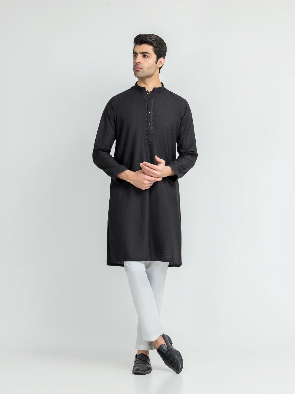 Men's Black Kurta - EMTK5-99633