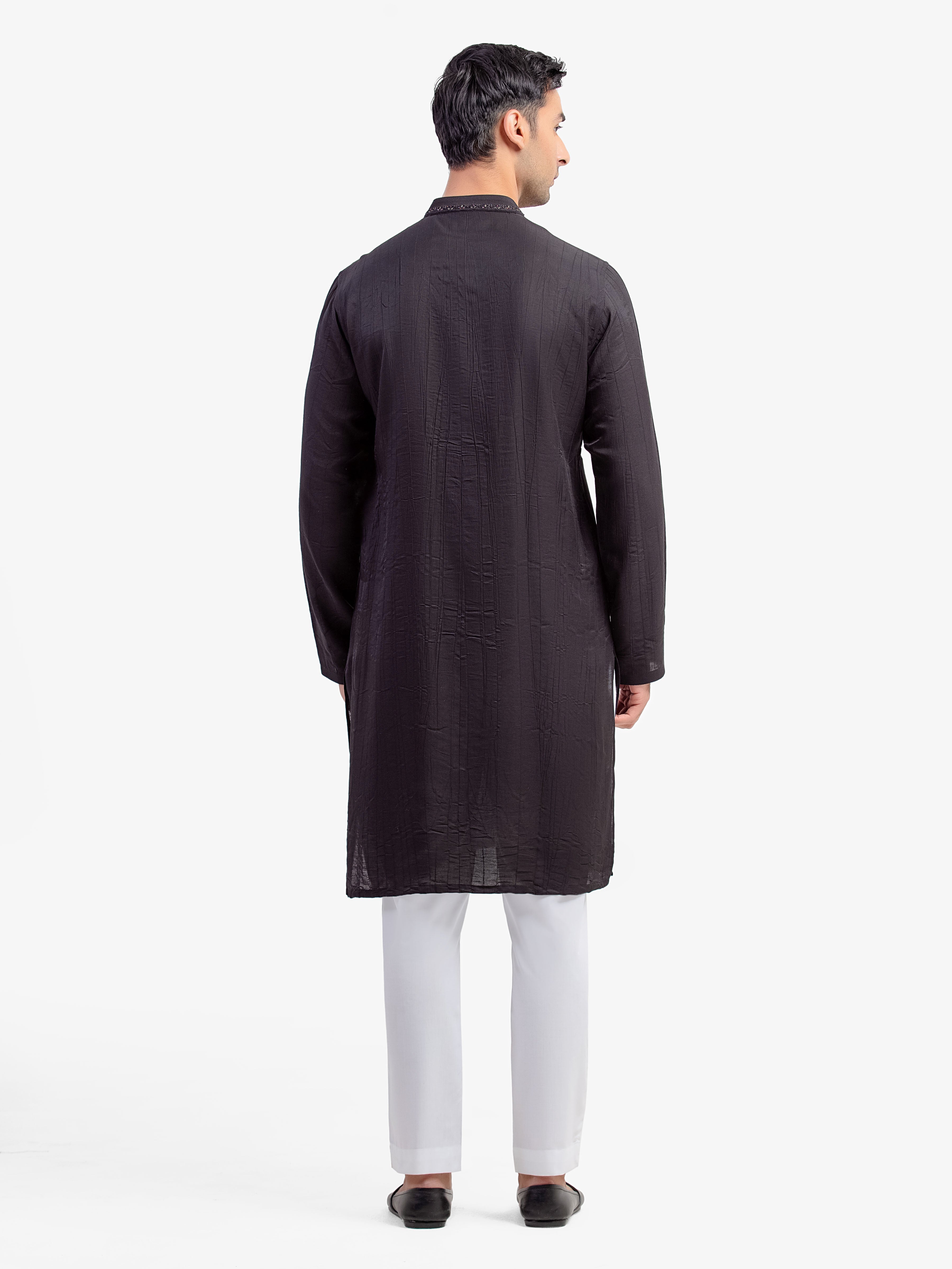 Men's Black Kurta - EMTKC5-155