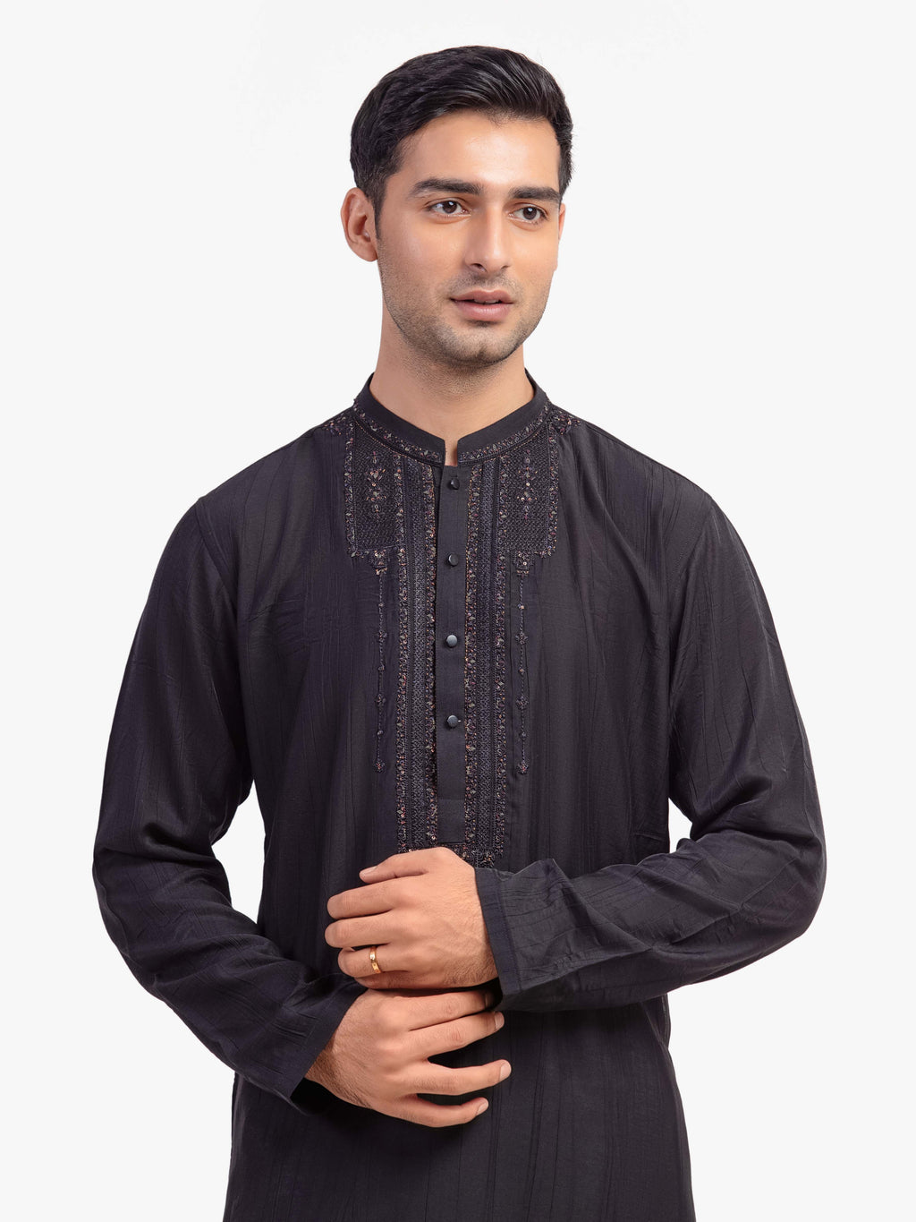 Men's Black Kurta - EMTKC5-155