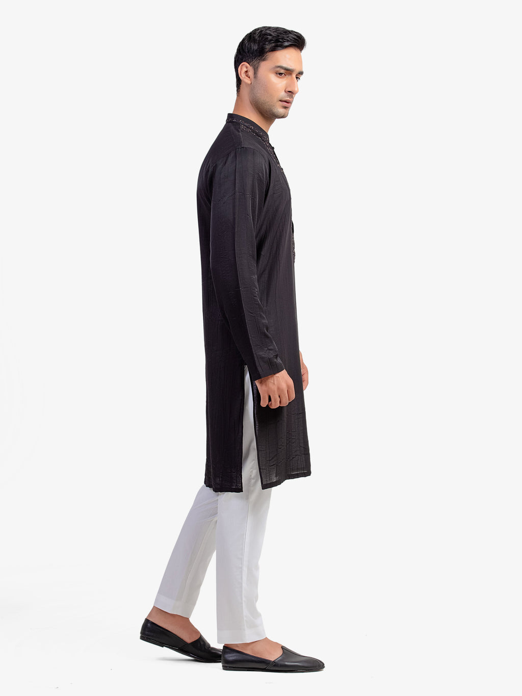 Men's Black Kurta - EMTKC5-155