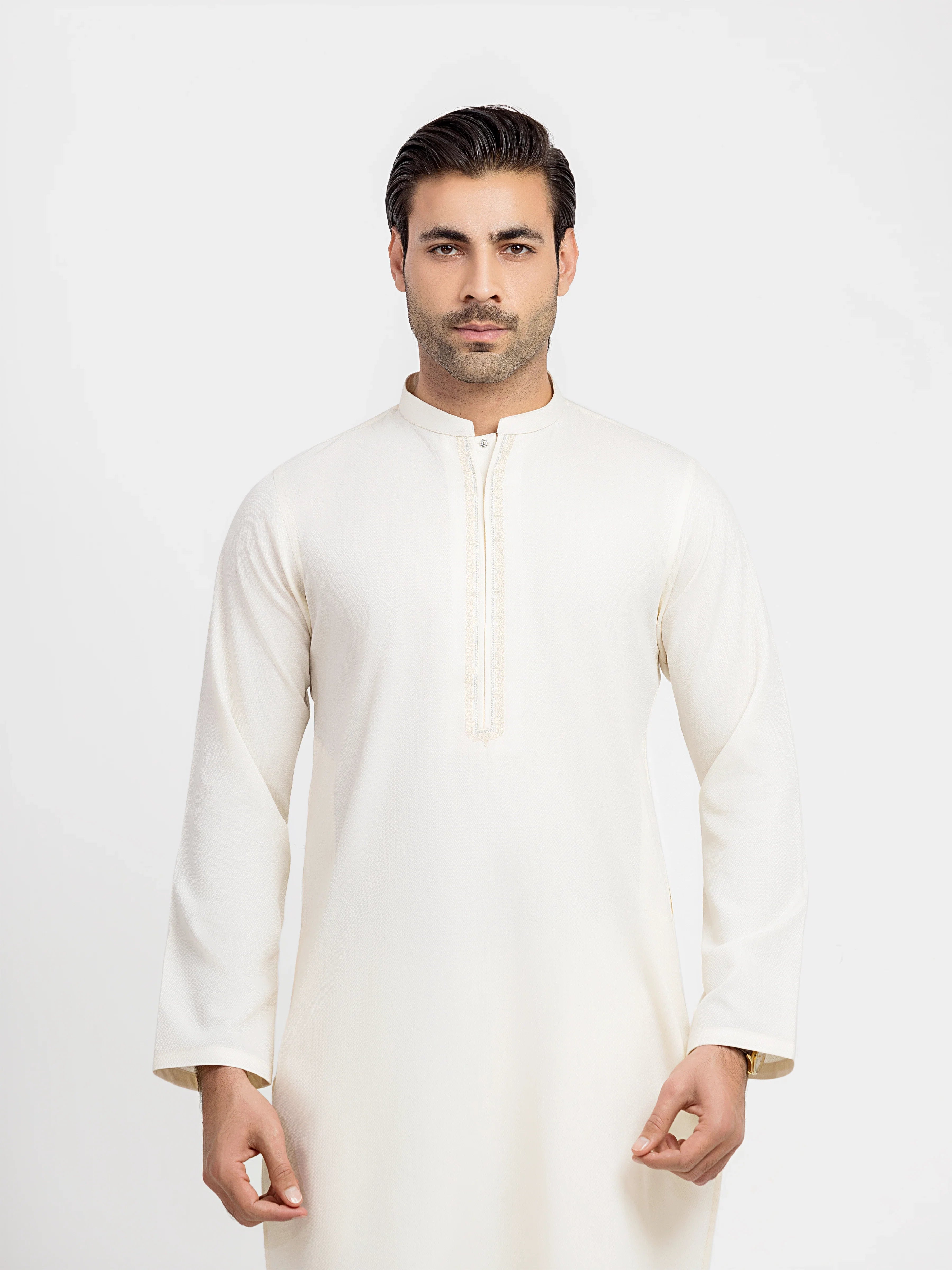 Men's Cream Kurta Pajama - EMTKPT5-099