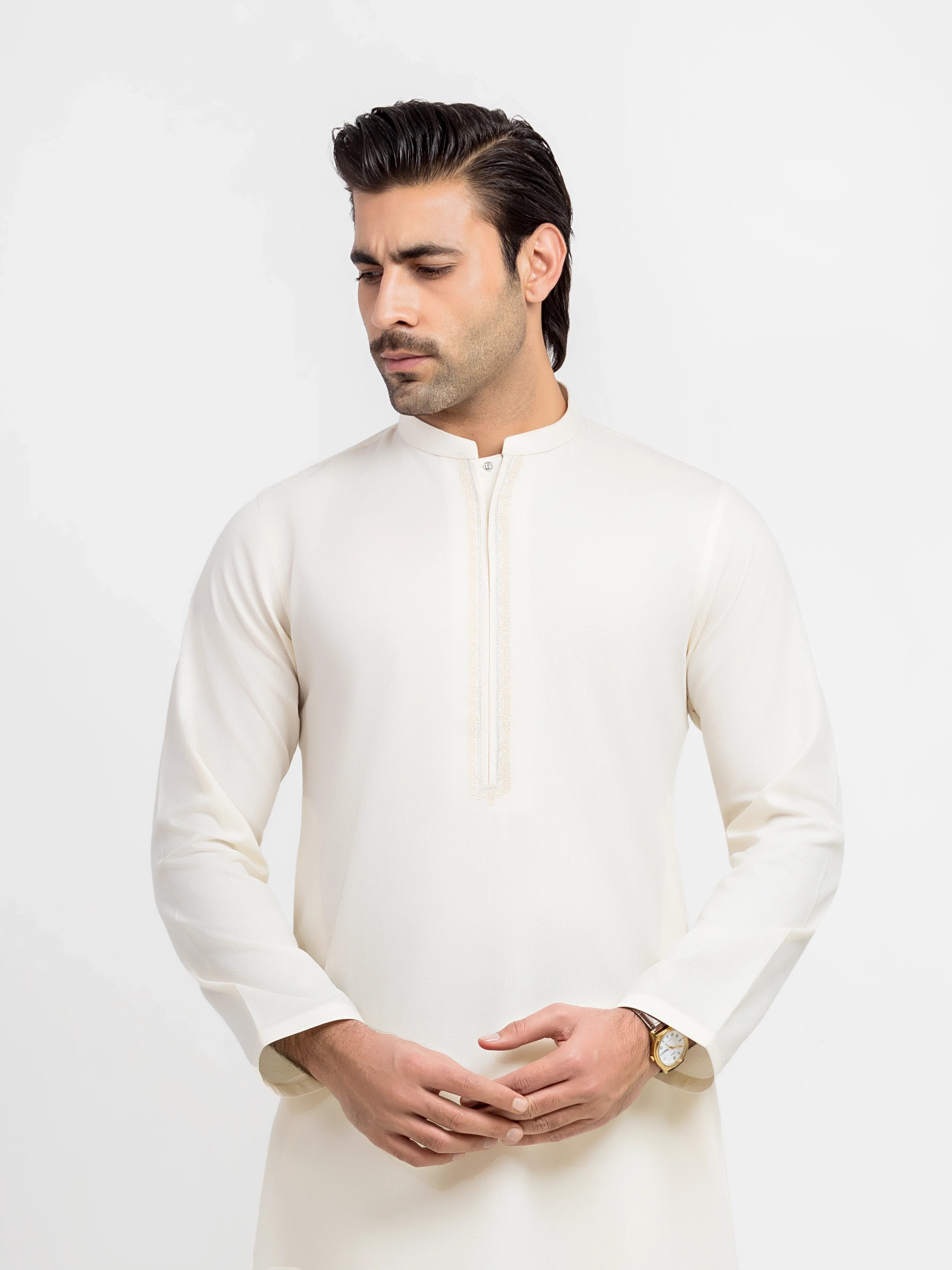 Men's Cream Kurta Pajama - EMTKPT5-099