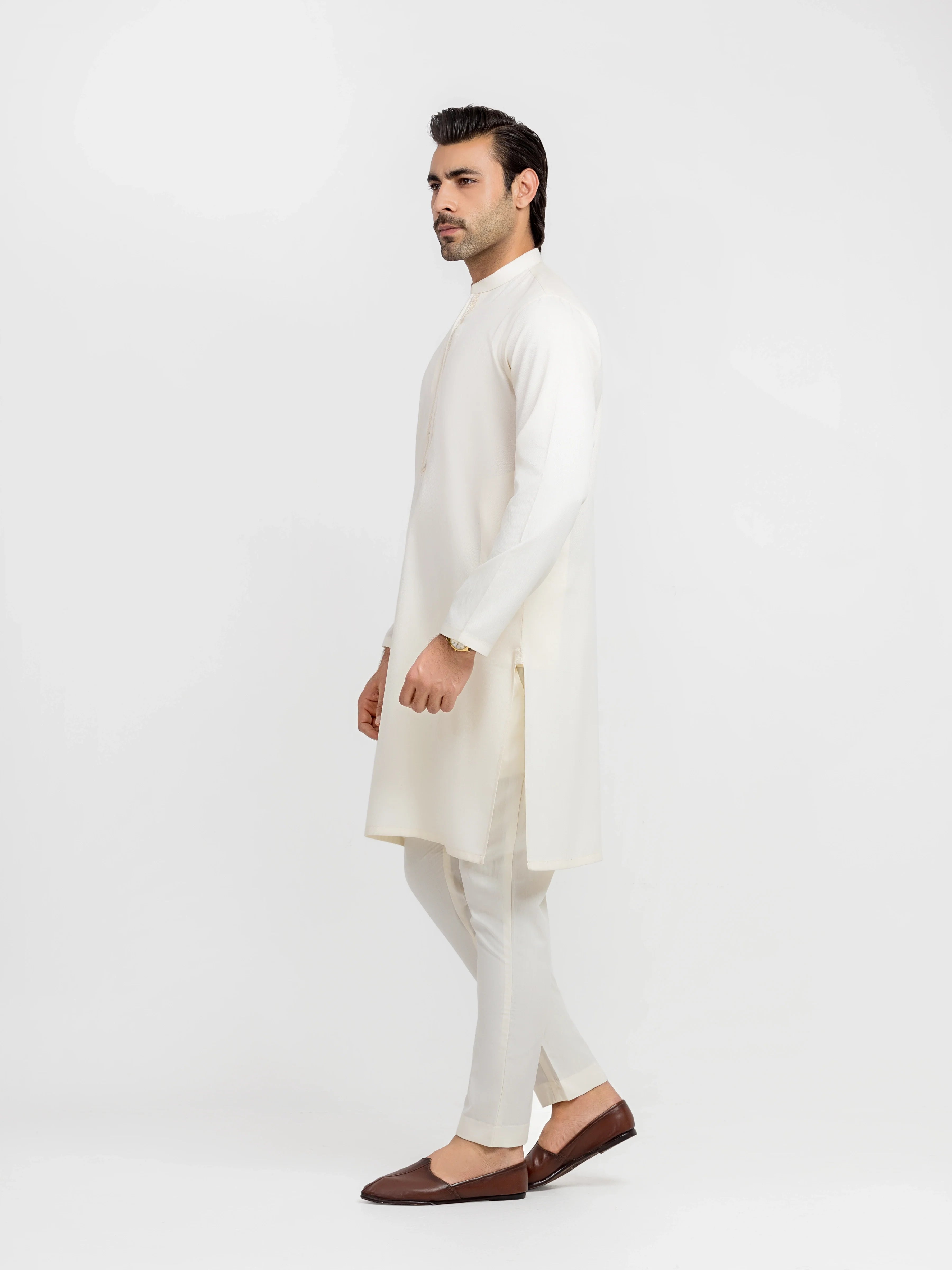 Men's Cream Kurta Pajama - EMTKPT5-099