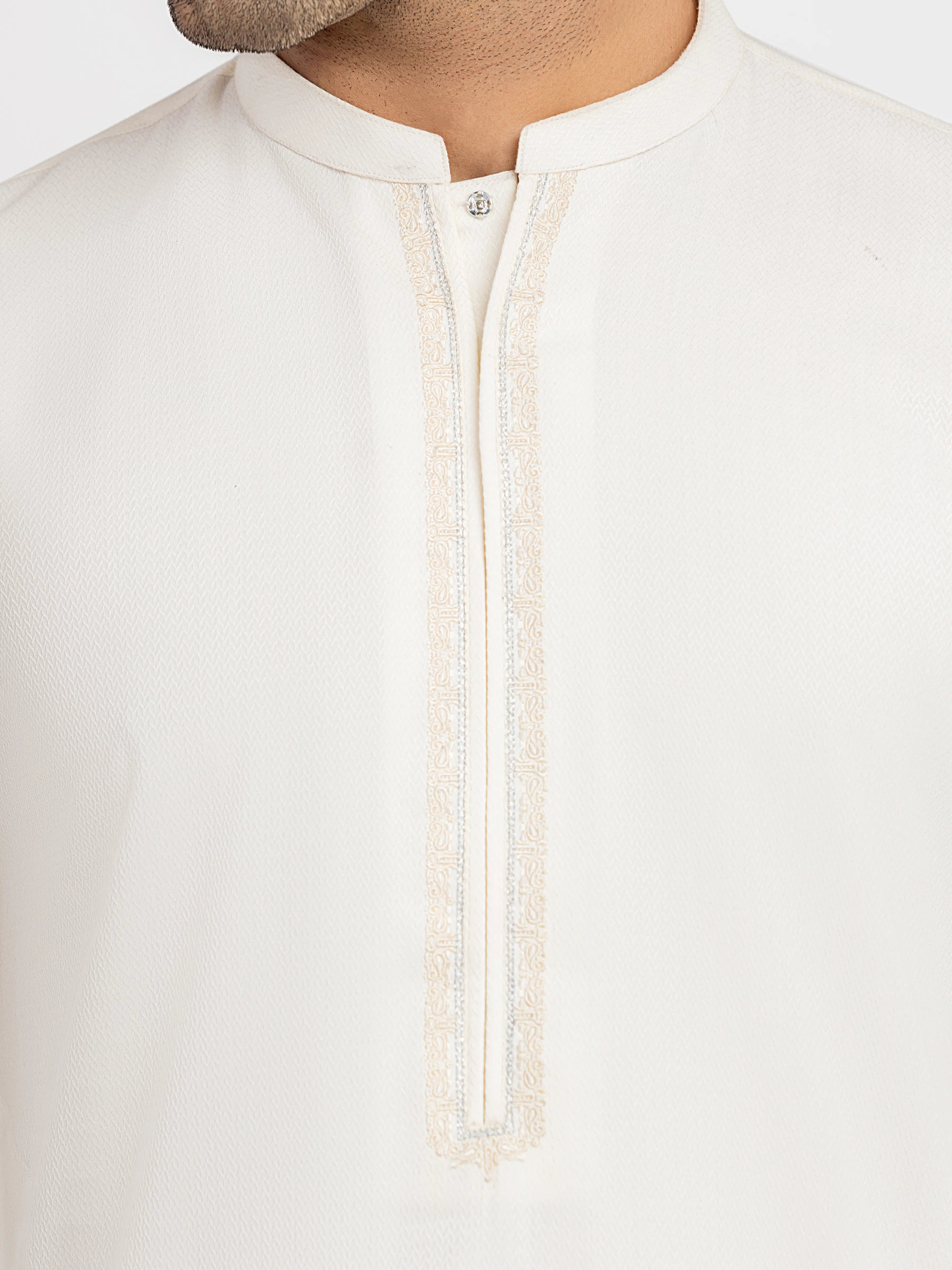 Men's Cream Kurta Pajama - EMTKPT5-099