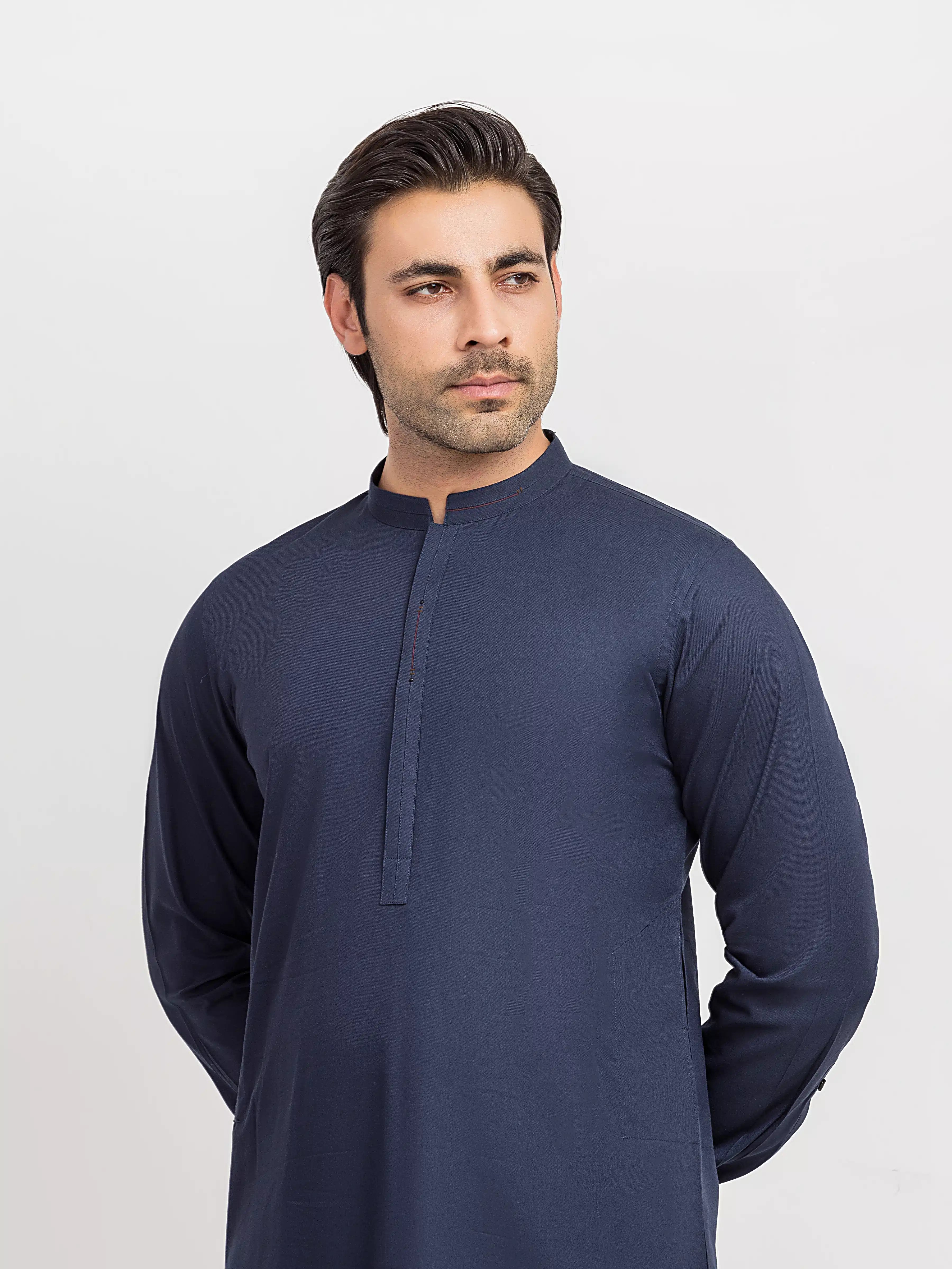 Men's Navy Blue Kurta Pajama - EMTKPT6-101