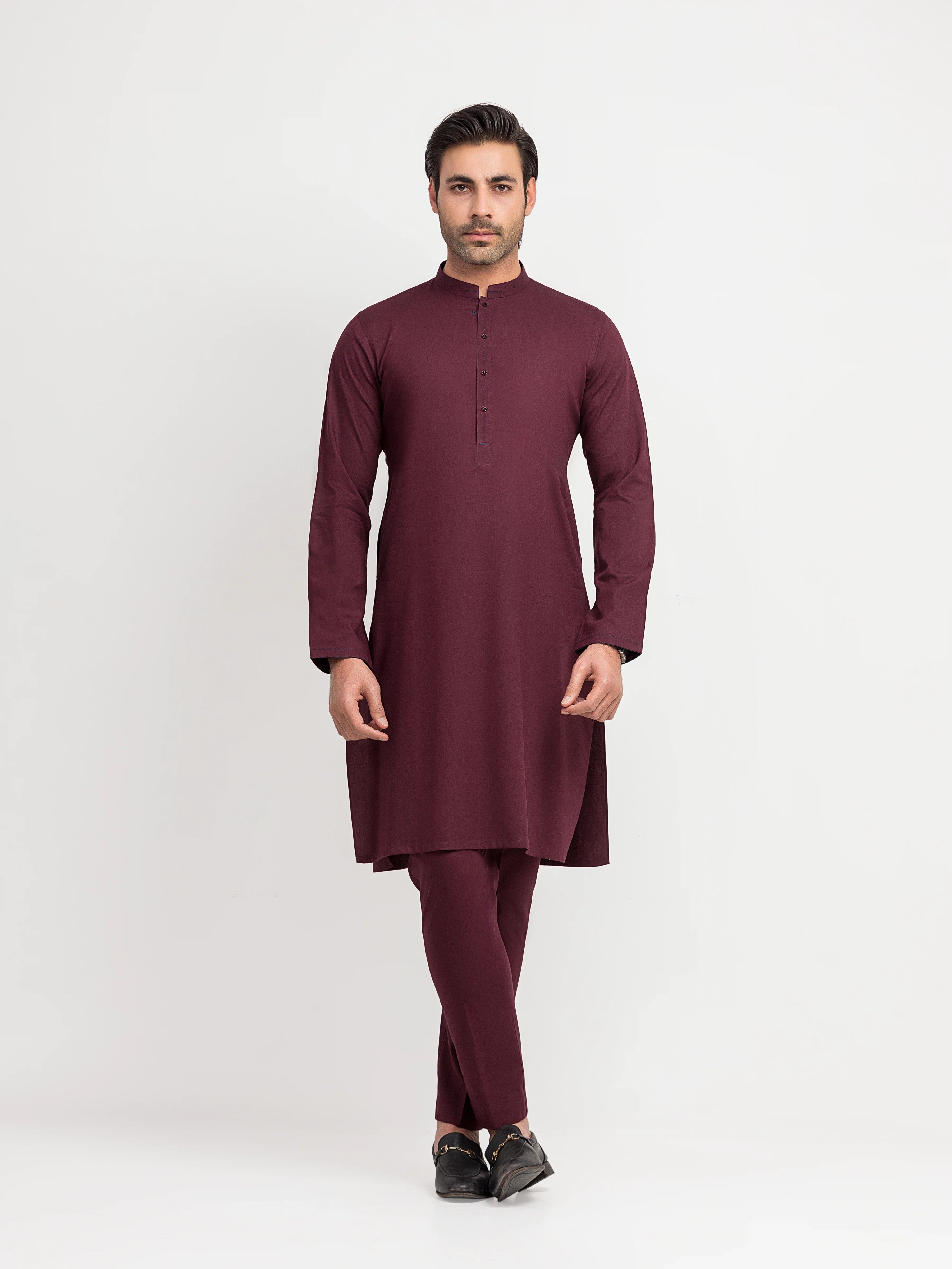 Men's Maroon Kurta Pajama - EMTKPT6-102