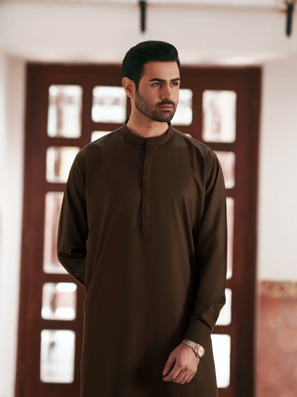 Men's Olive Green Shalwar Kameez - EMTKS6-41250