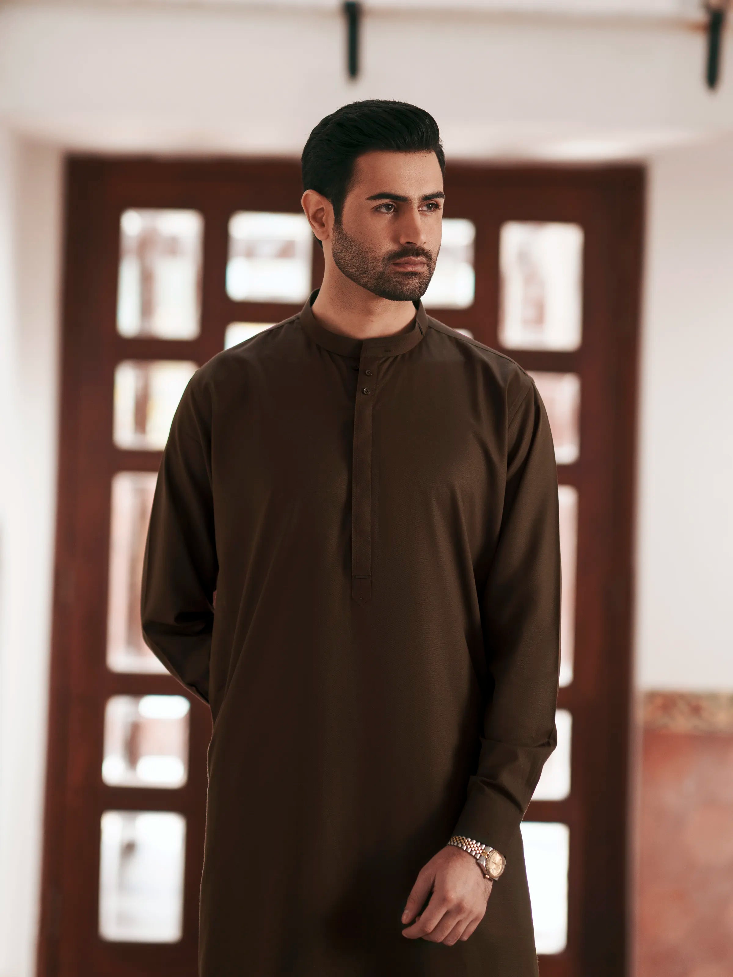 Men's Olive Green Shalwar Kameez - EMTKS6-41250
