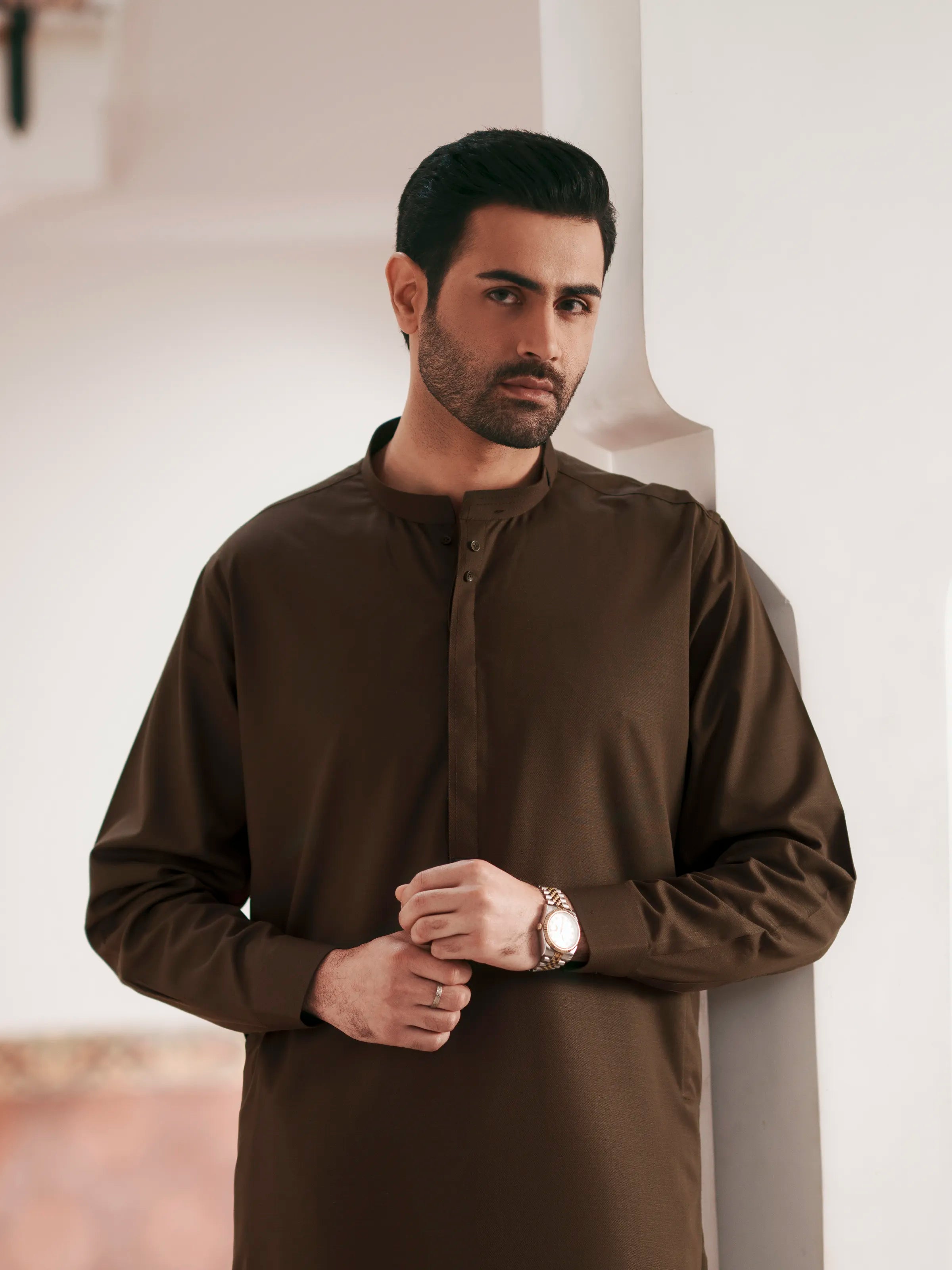 Men's Olive Green Shalwar Kameez - EMTKS6-41250