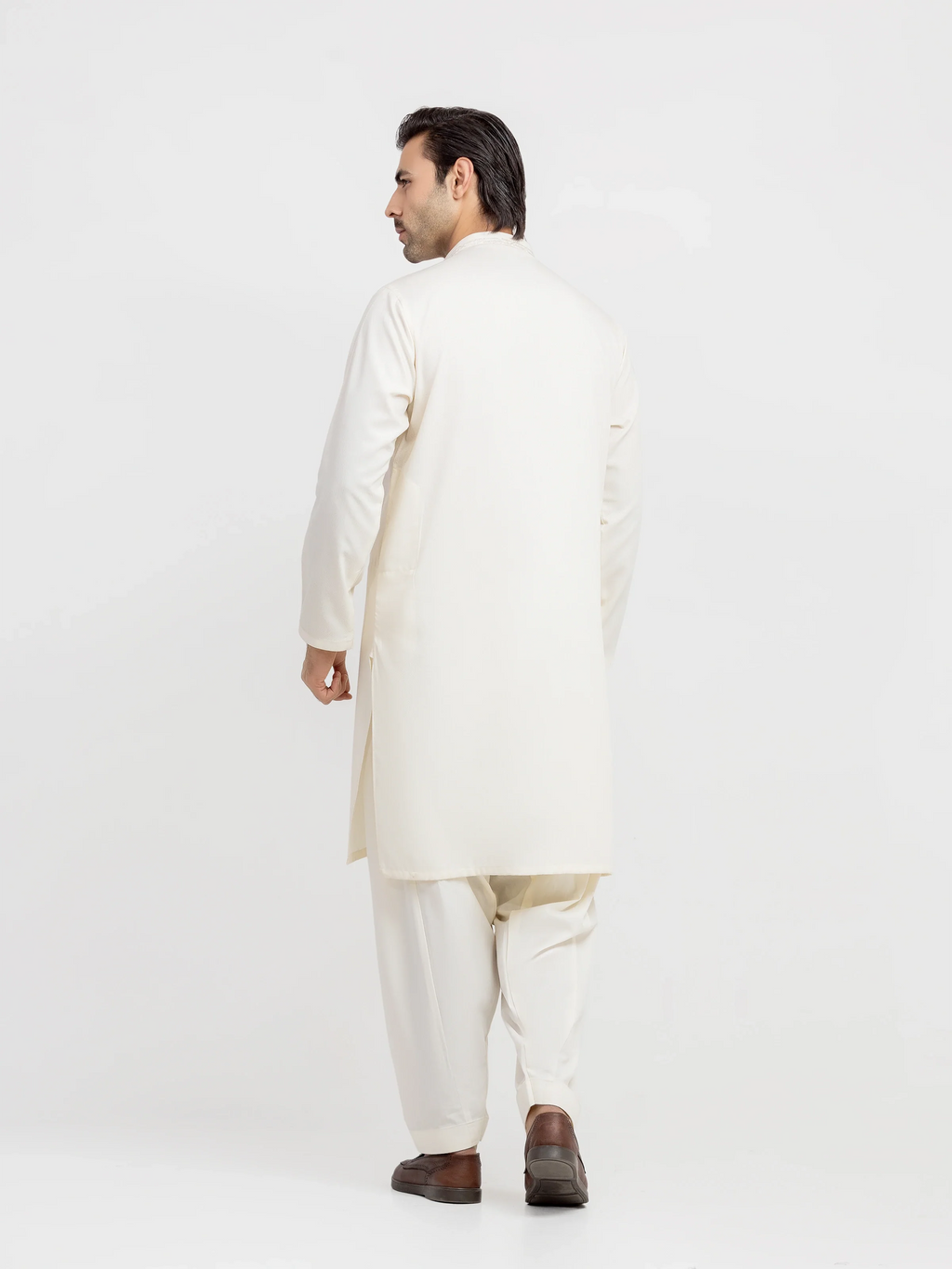 Men's Cream Kurta Shalwar - EMTKS6-41242
