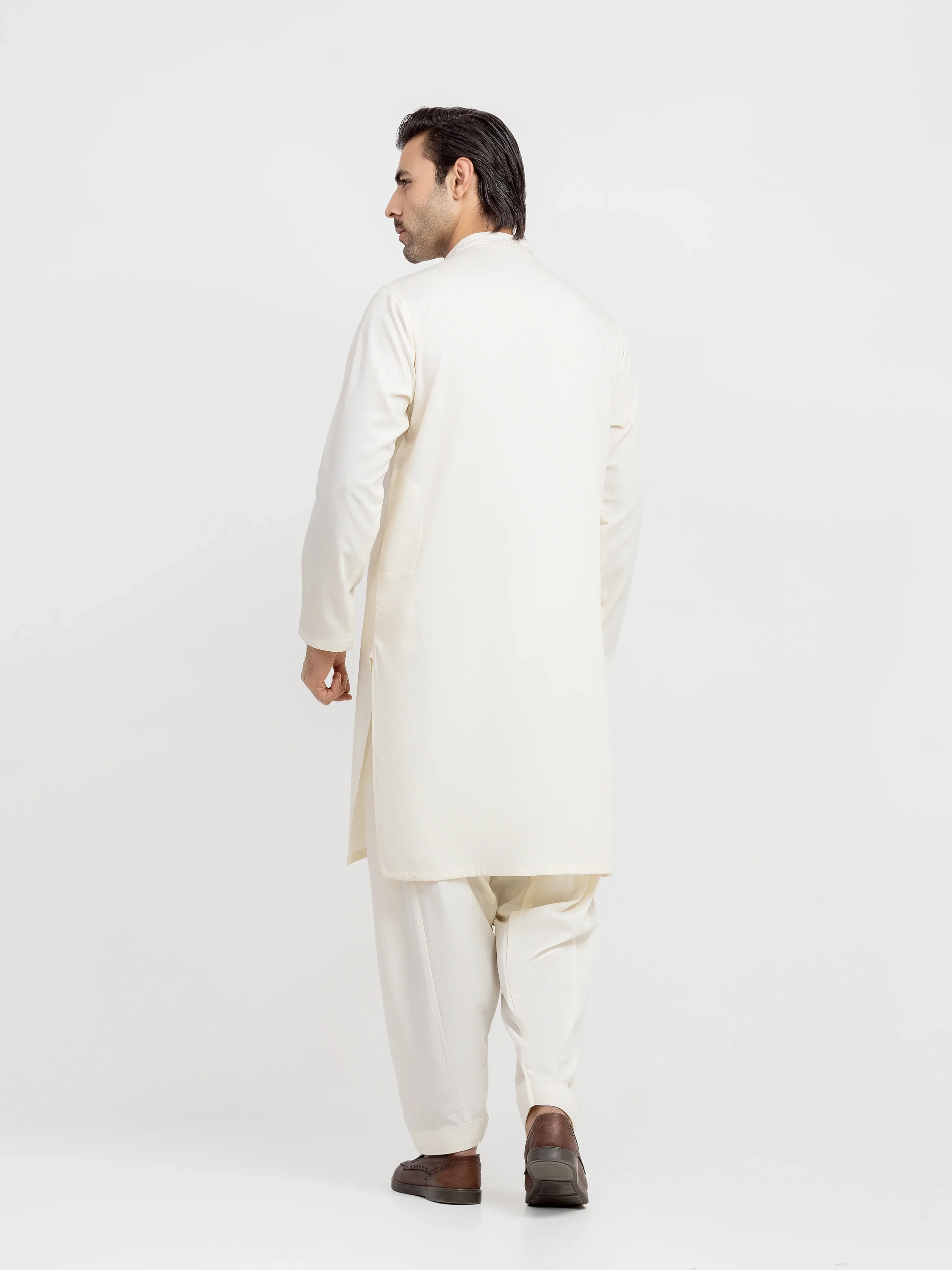 Men's Cream Kurta Shalwar - EMTKS6-41242