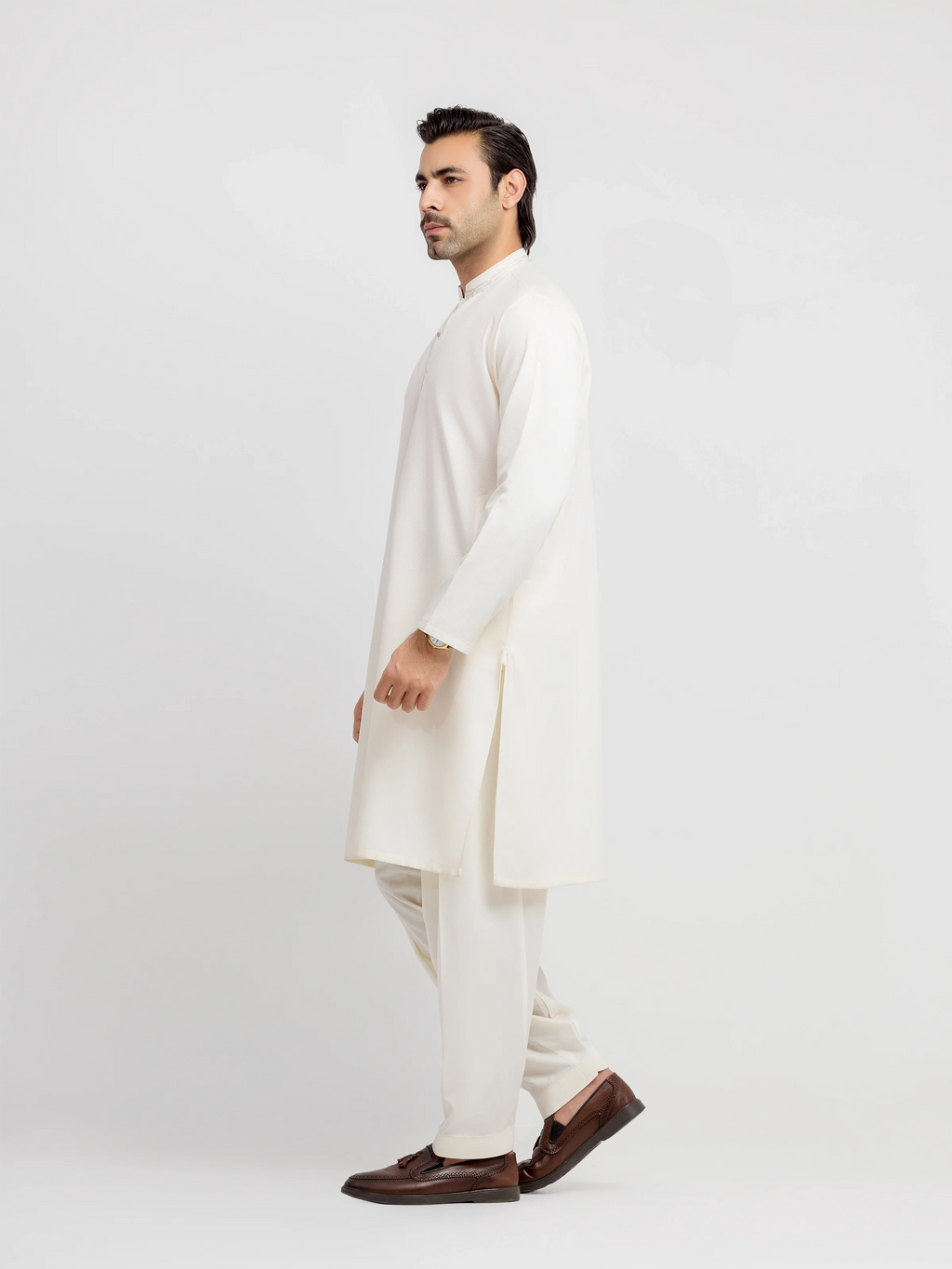 Men's Cream Kurta Shalwar - EMTKS6-41242