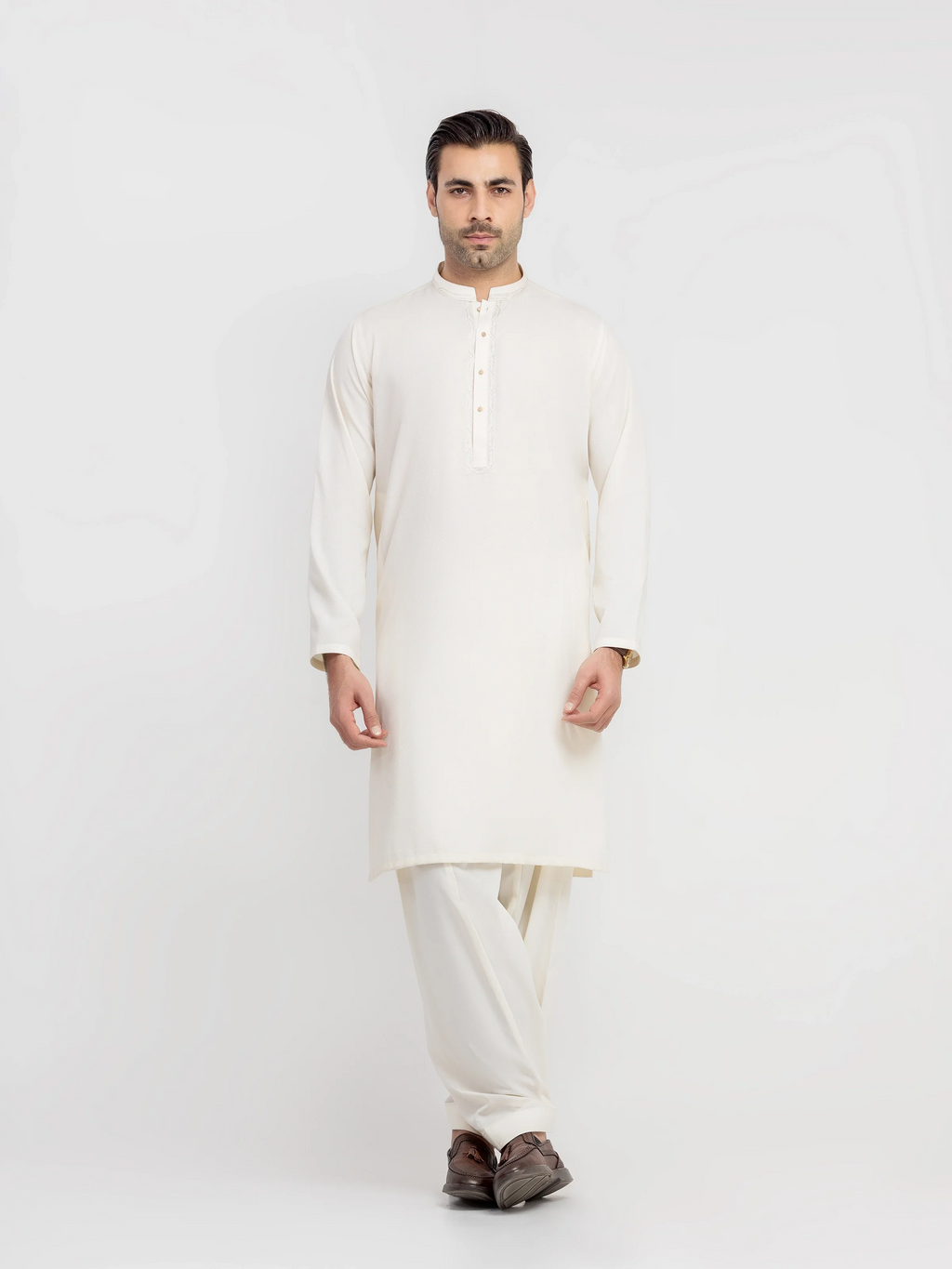 Men's Cream Kurta Shalwar - EMTKS6-41242
