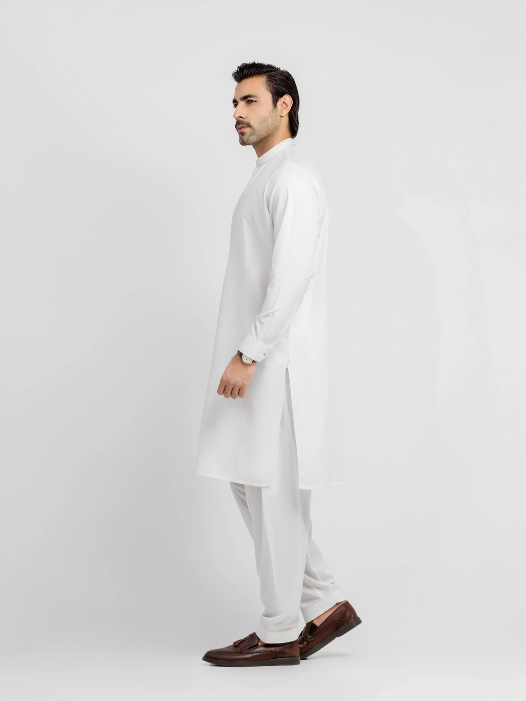 Men's Cream Kurta Shalwar - EMTKS6-41244