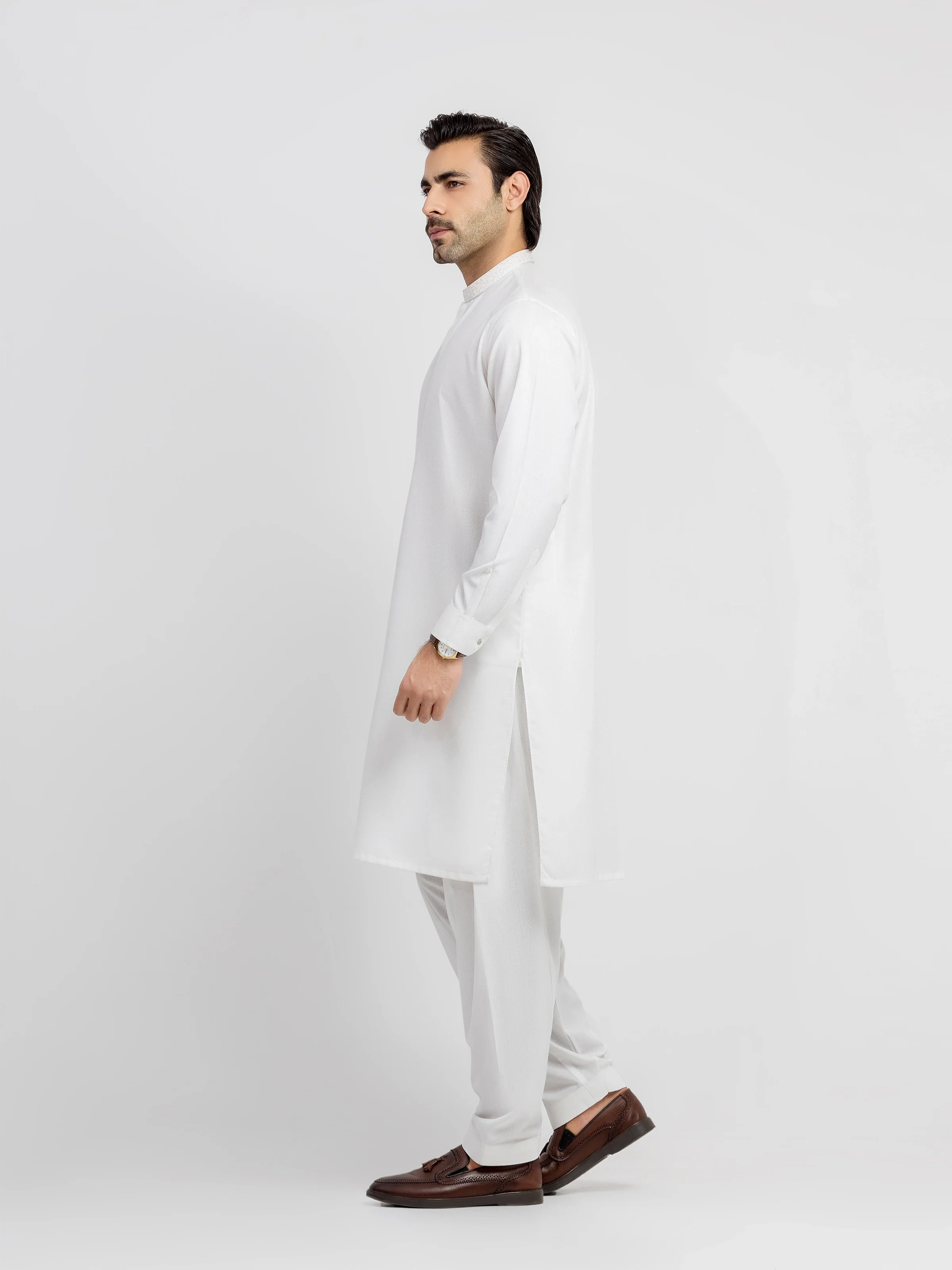 Men's Cream Kurta Shalwar - EMTKS6-41244