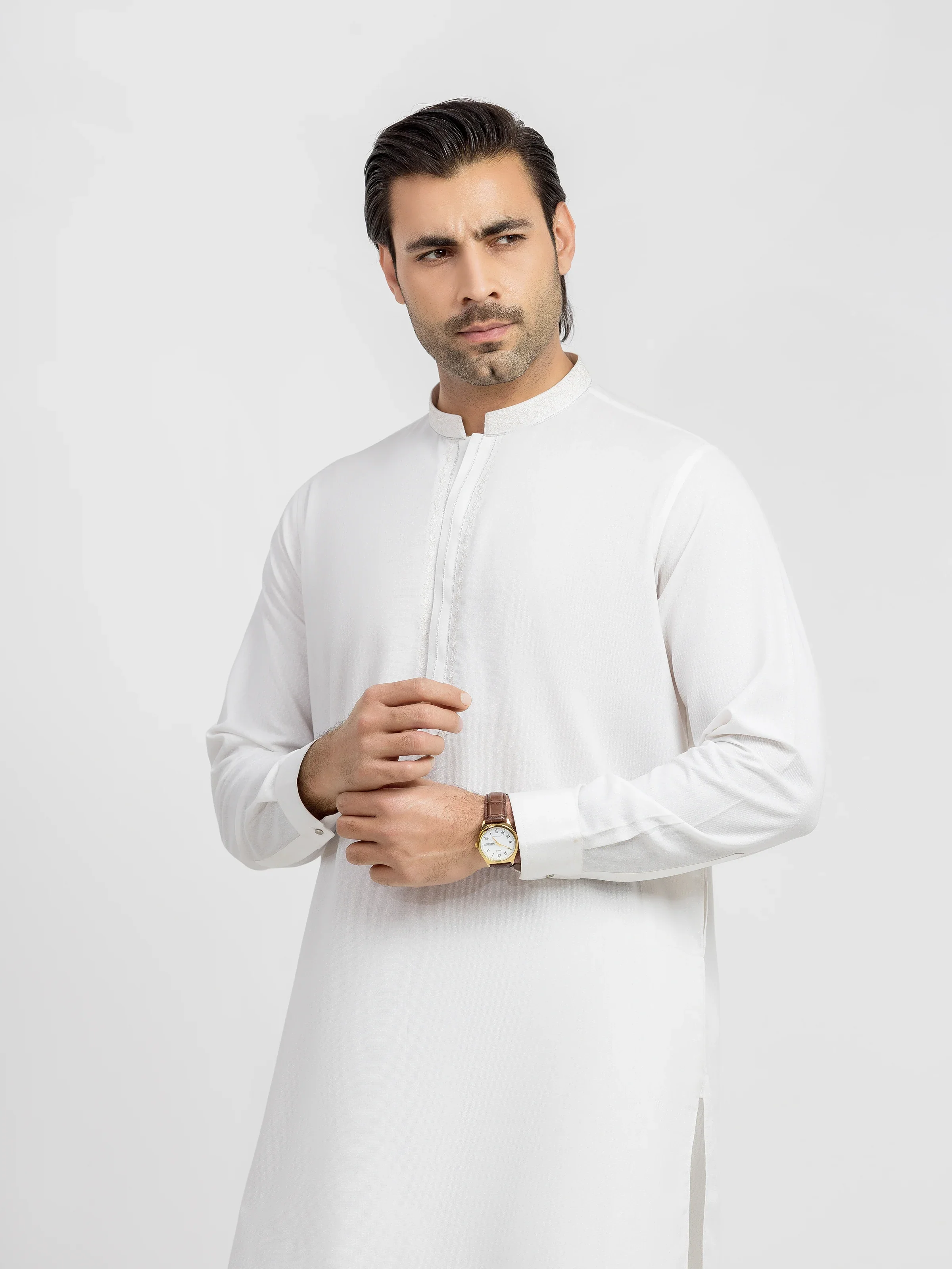 Men's Cream Kurta Shalwar - EMTKS6-41244