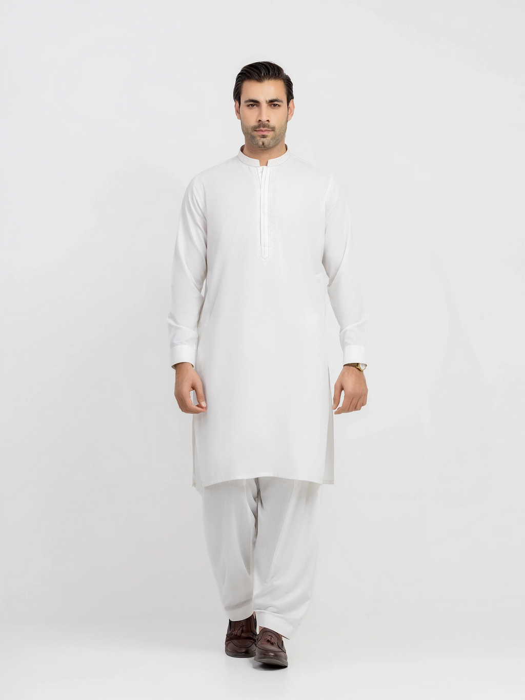 Men's Cream Kurta Shalwar - EMTKS6-41244