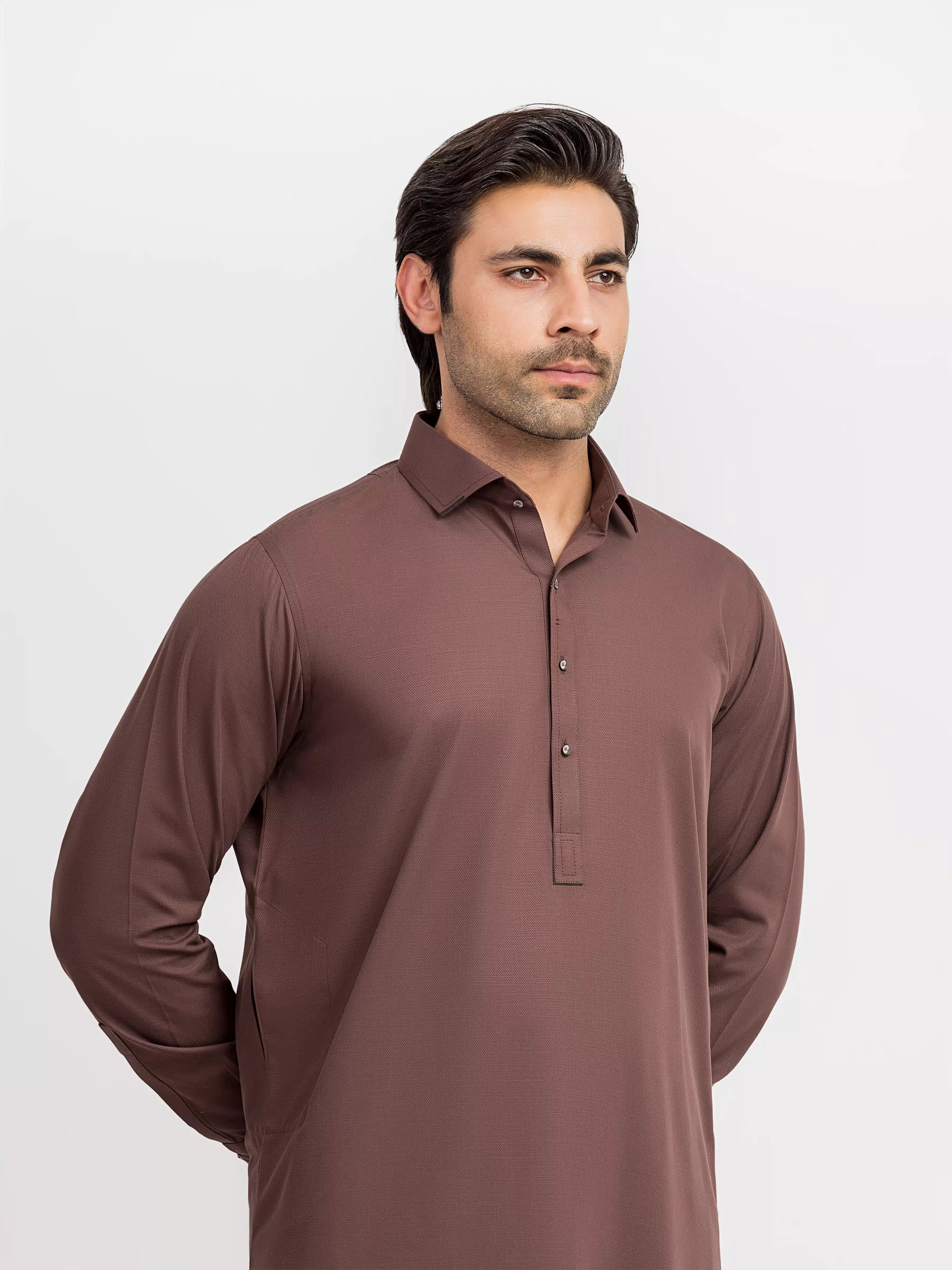 Men's Brown Kurta Shalwar - EMTKS6-41245