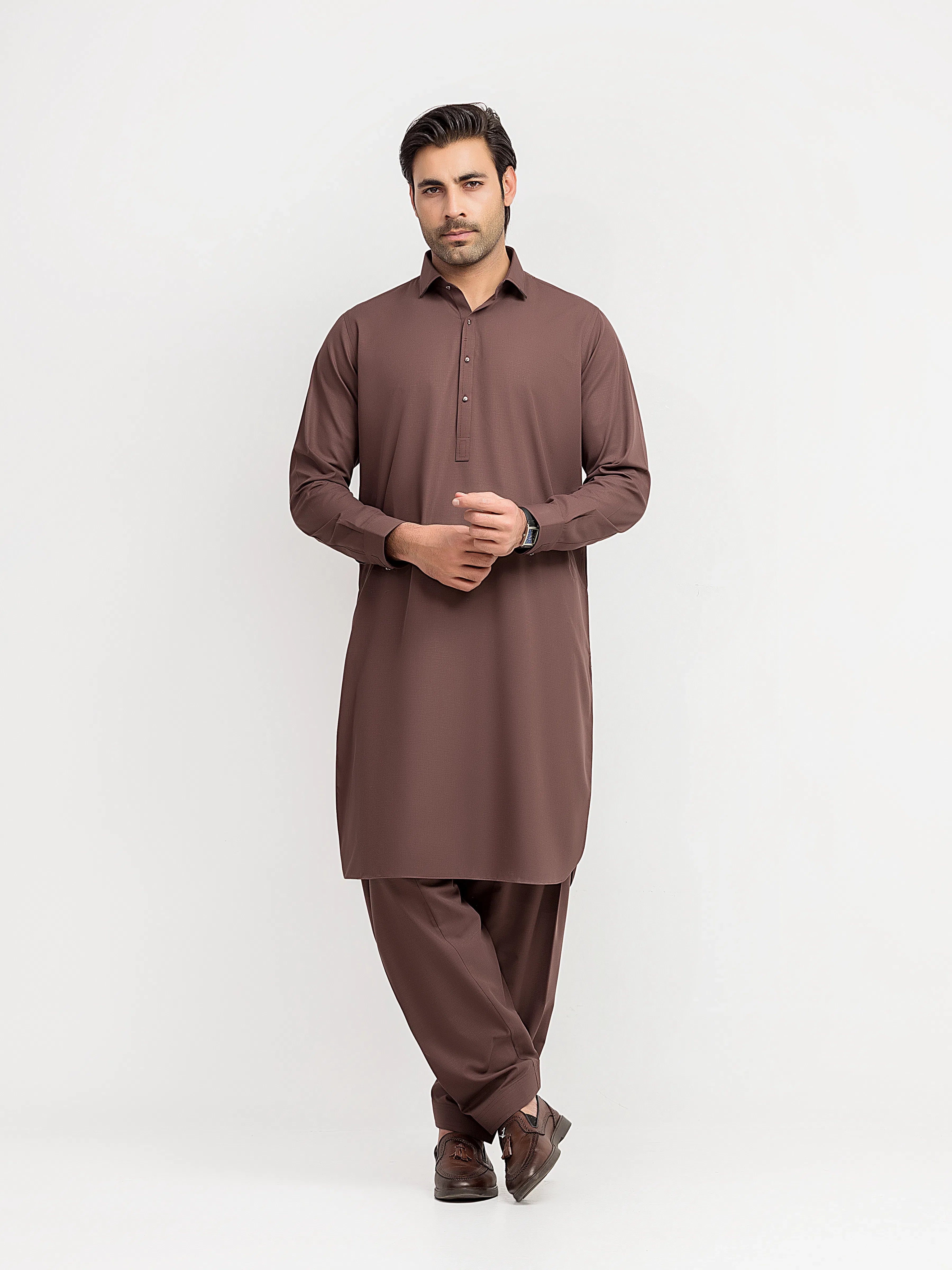 Men's Brown Kurta Shalwar - EMTKS6-41245