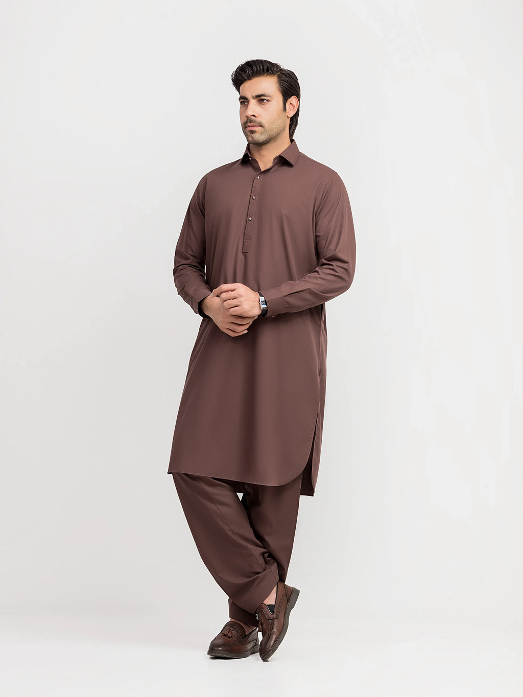 Men's Brown Kurta Shalwar - EMTKS6-41245