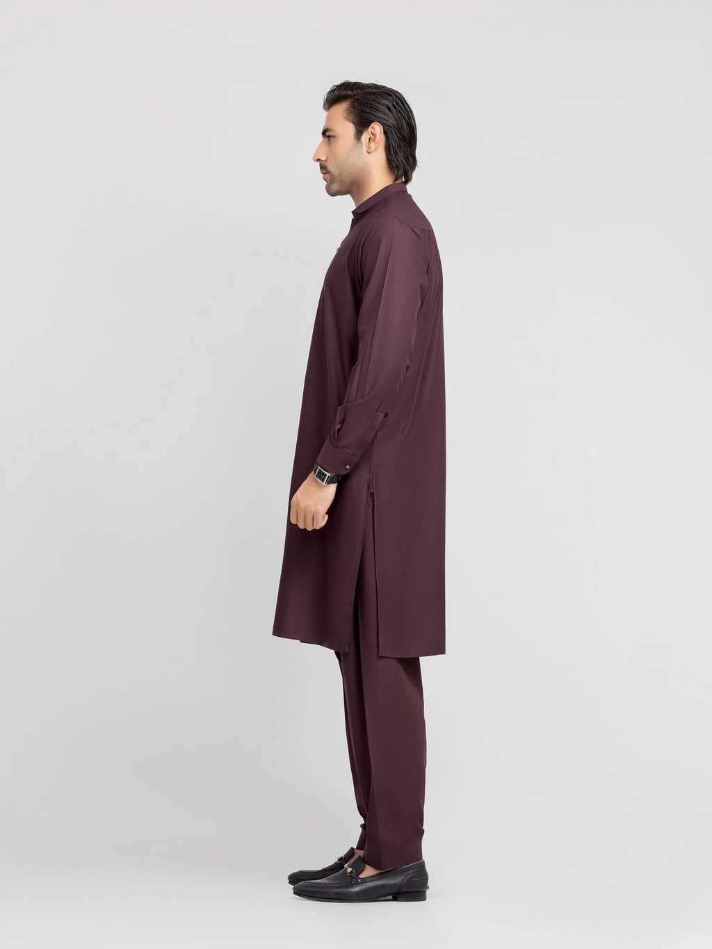 Men's Dark Maroon Shalwar Kameez - EMTKS6-41246