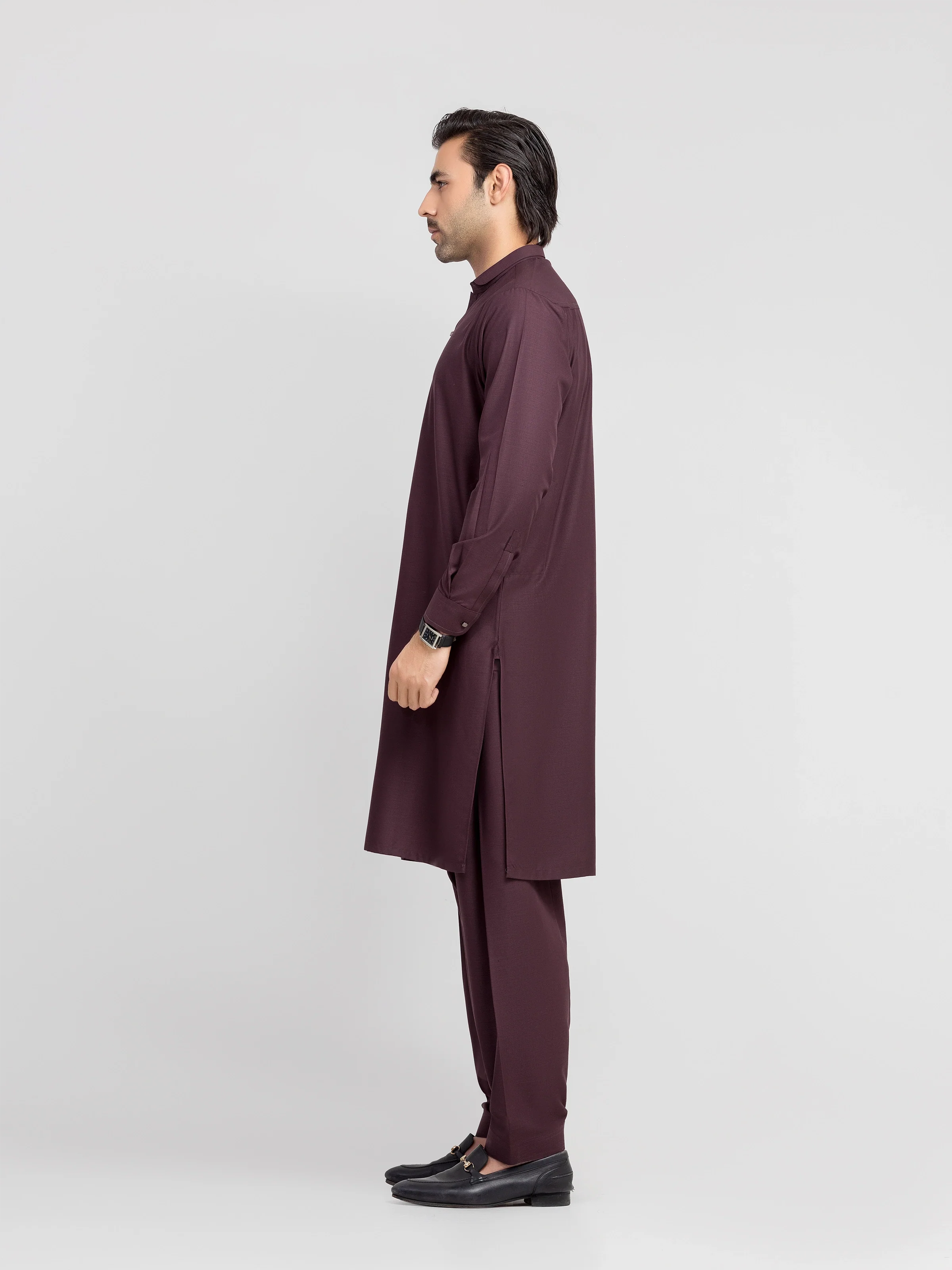 Men's Dark Maroon Shalwar Kameez - EMTKS6-41246