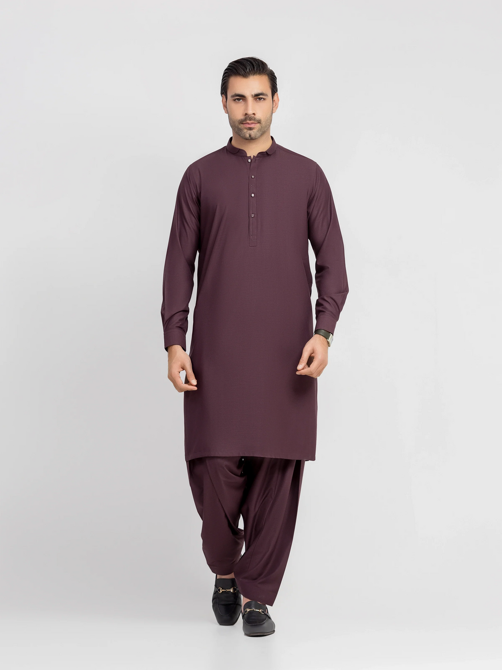 Men's Dark Maroon Shalwar Kameez - EMTKS6-41246