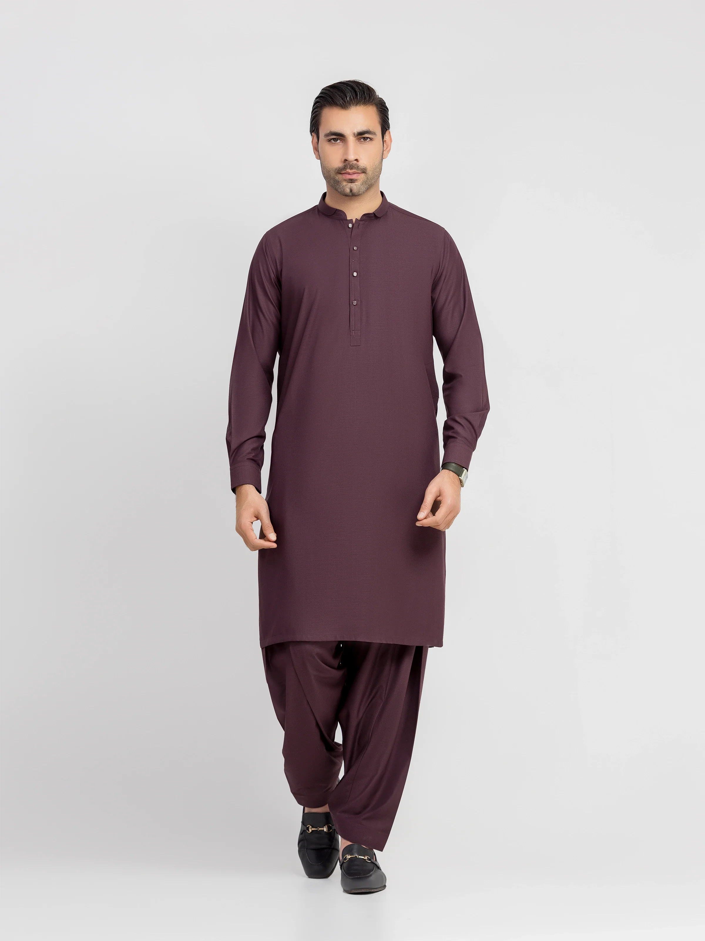 Men's Dark Maroon Shalwar Kameez - EMTKS6-41246