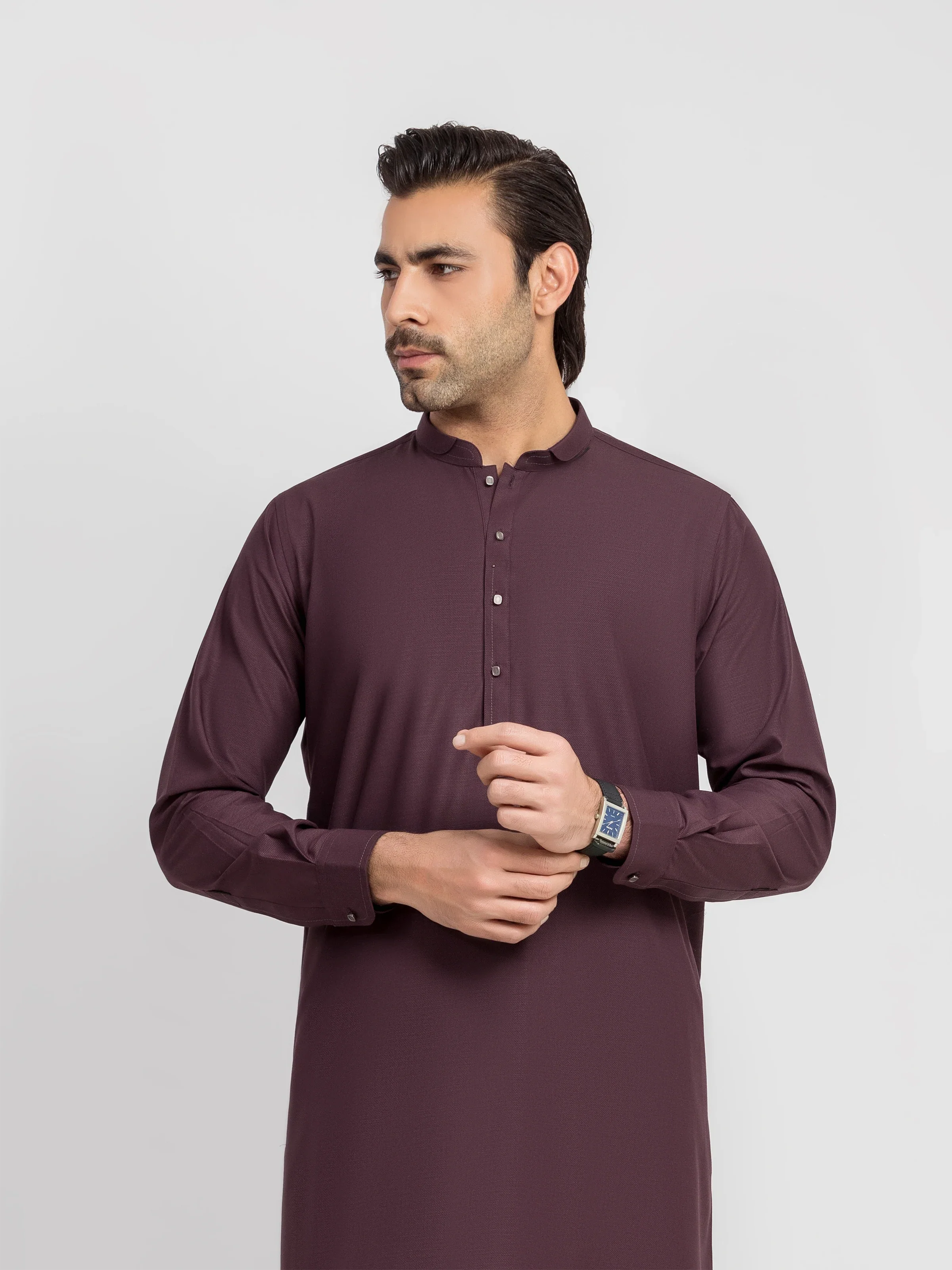 Men's Dark Maroon Shalwar Kameez - EMTKS6-41246