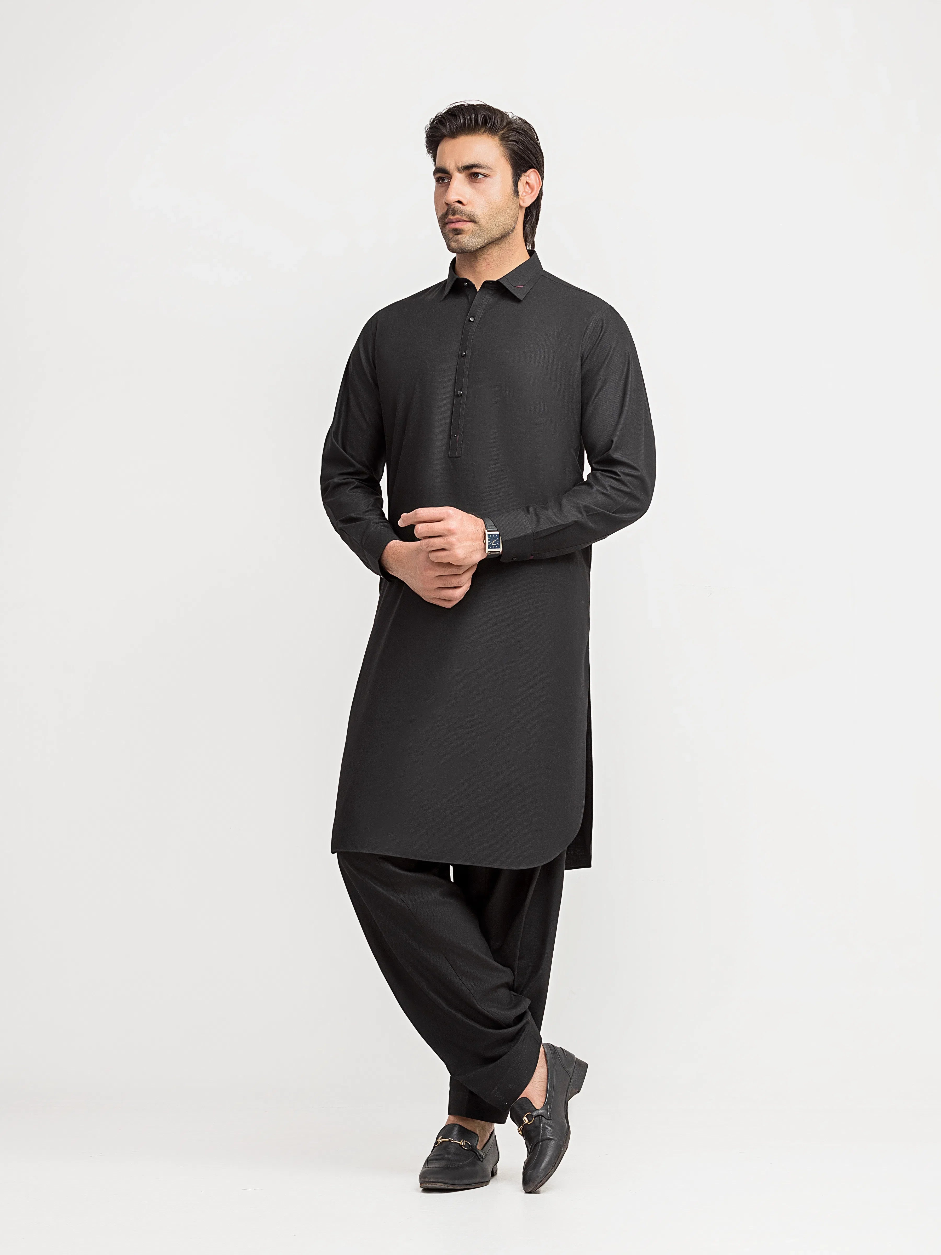 Men's Black Shalwar Kameez - EMTKS6-41247