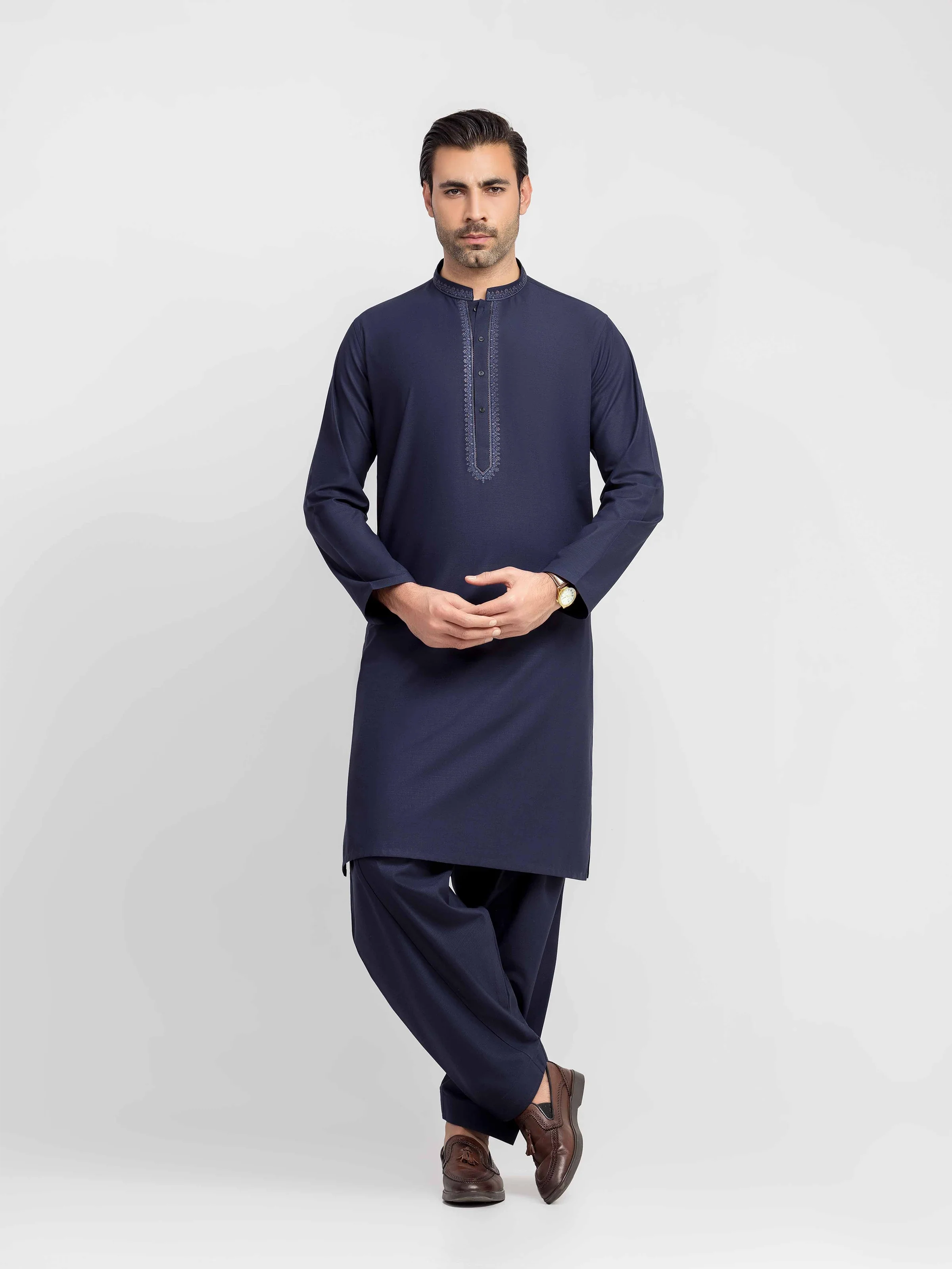 Men's Navy Kurta Shalwar - EMTKS6-41248