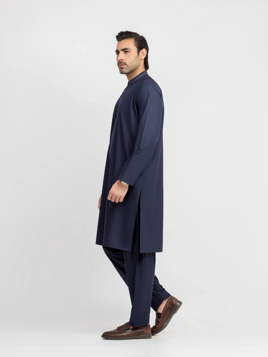 Men's Navy Kurta Shalwar - EMTKS6-41248