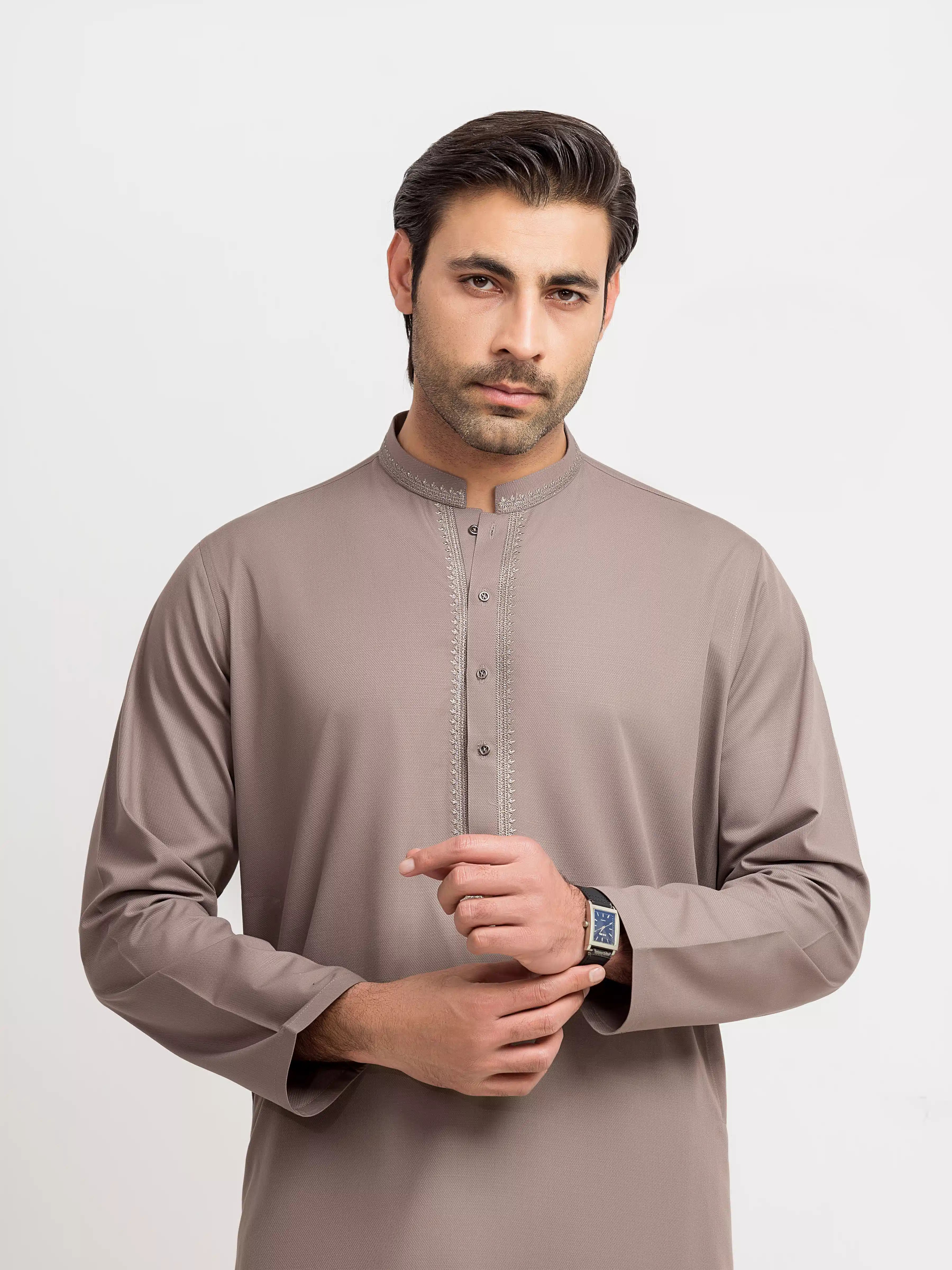 Men's Coffee Brown Kurta Shalwar - EMTKS6-41249