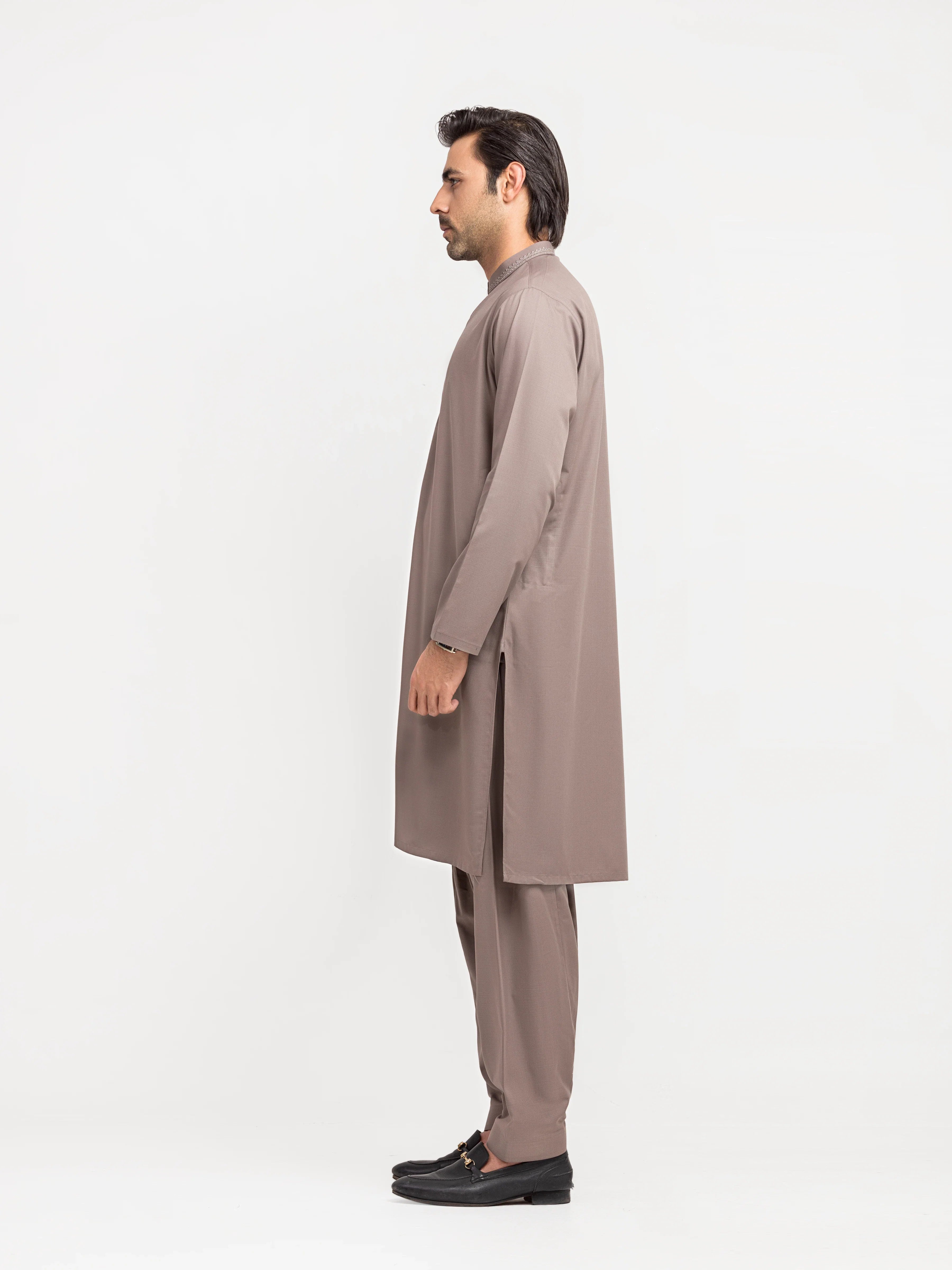 Men's Coffee Brown Kurta Shalwar - EMTKS6-41249