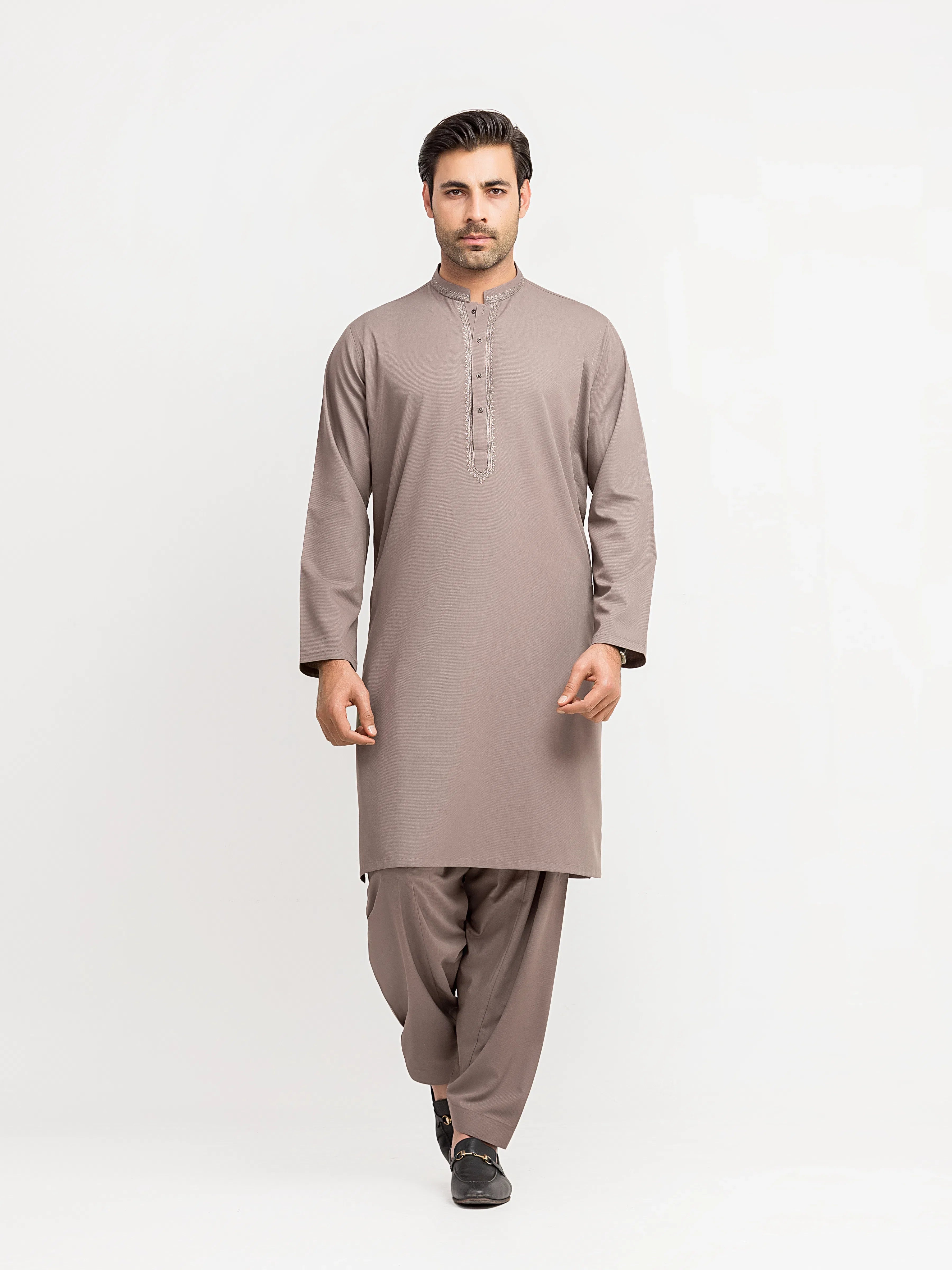 Men's Coffee Brown Kurta Shalwar - EMTKS6-41249