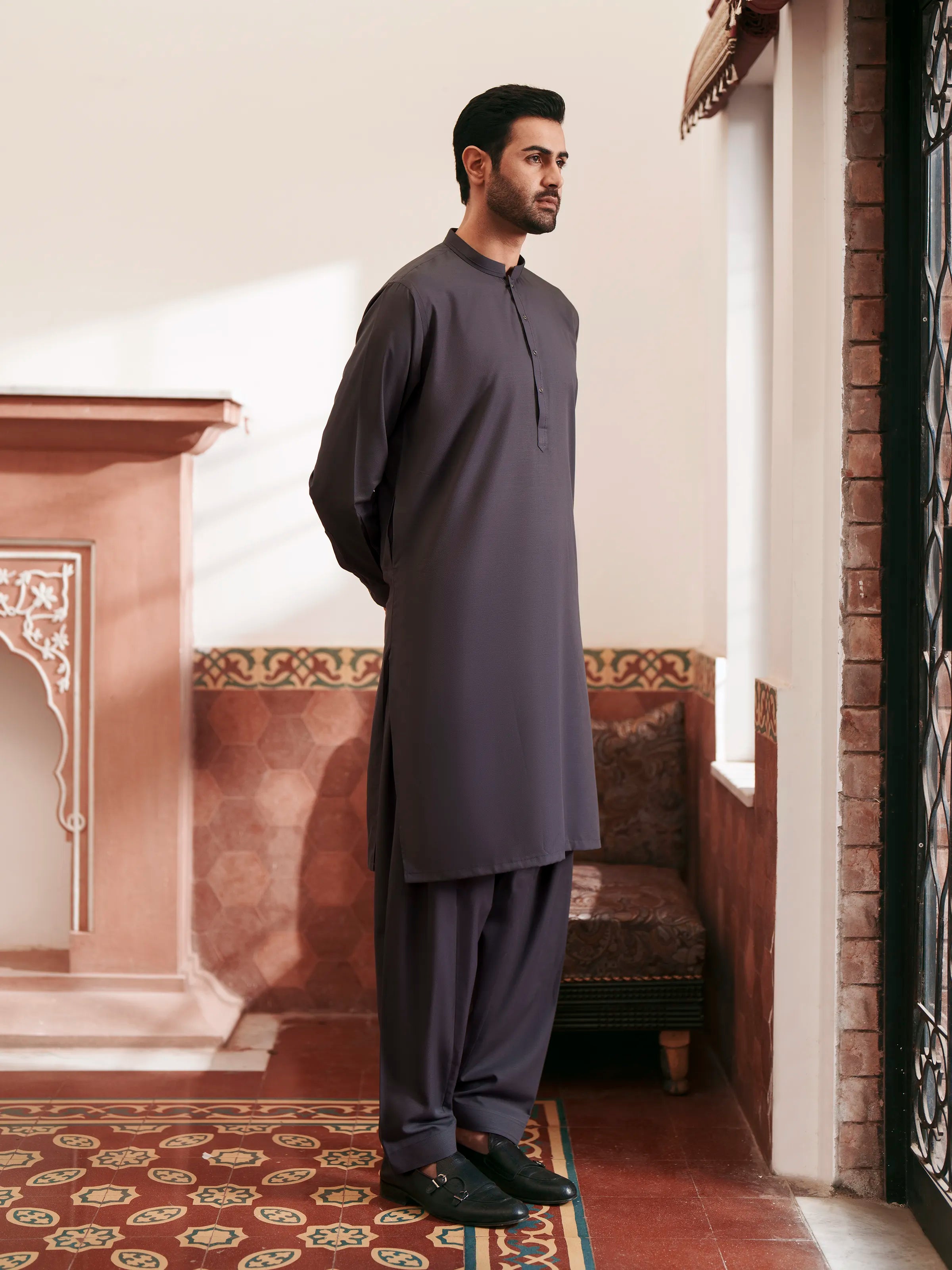 Men's Grey Shalwar Kameez - EMTKS6-41241