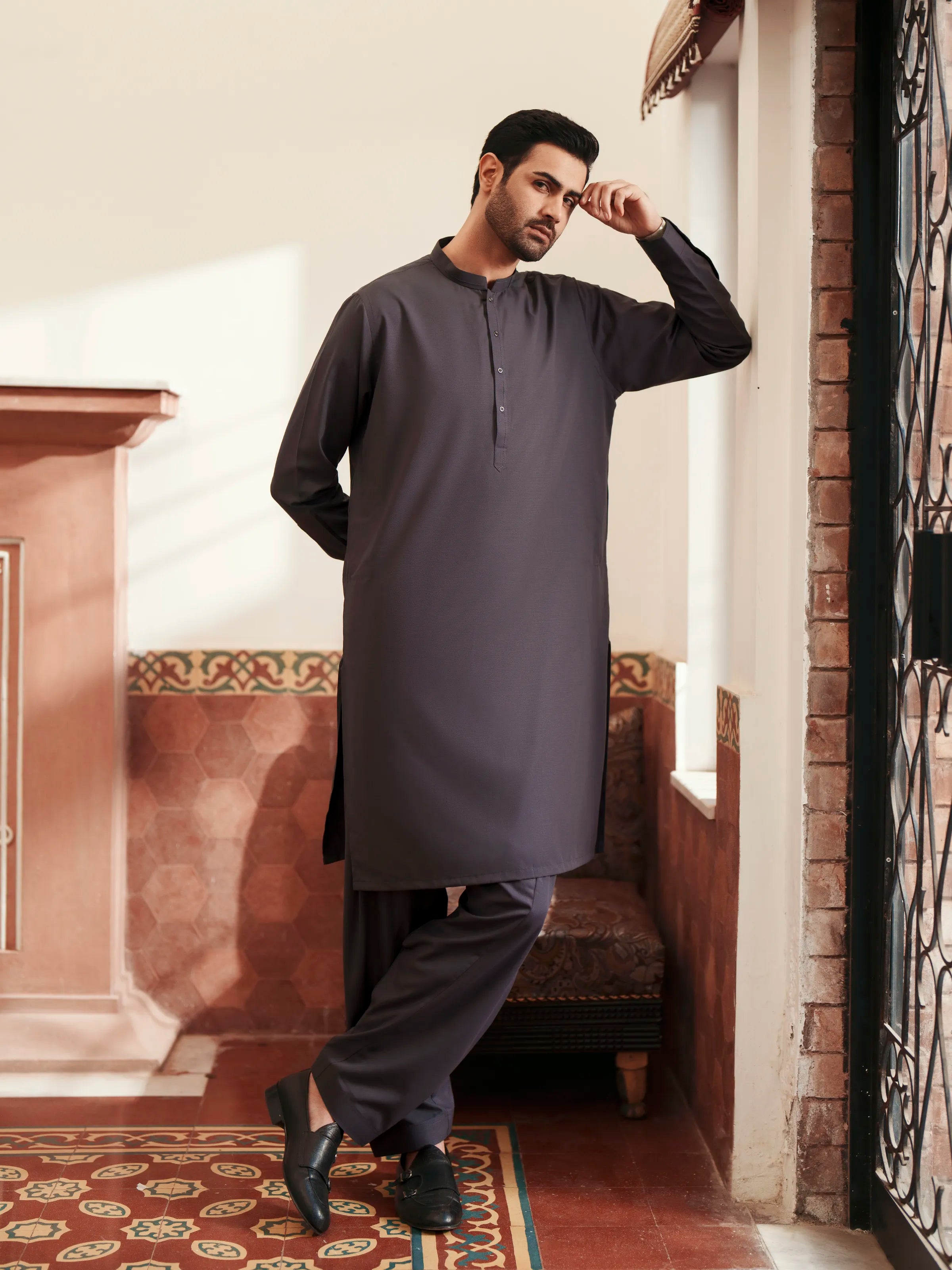Men's Grey Shalwar Kameez - EMTKS6-41241
