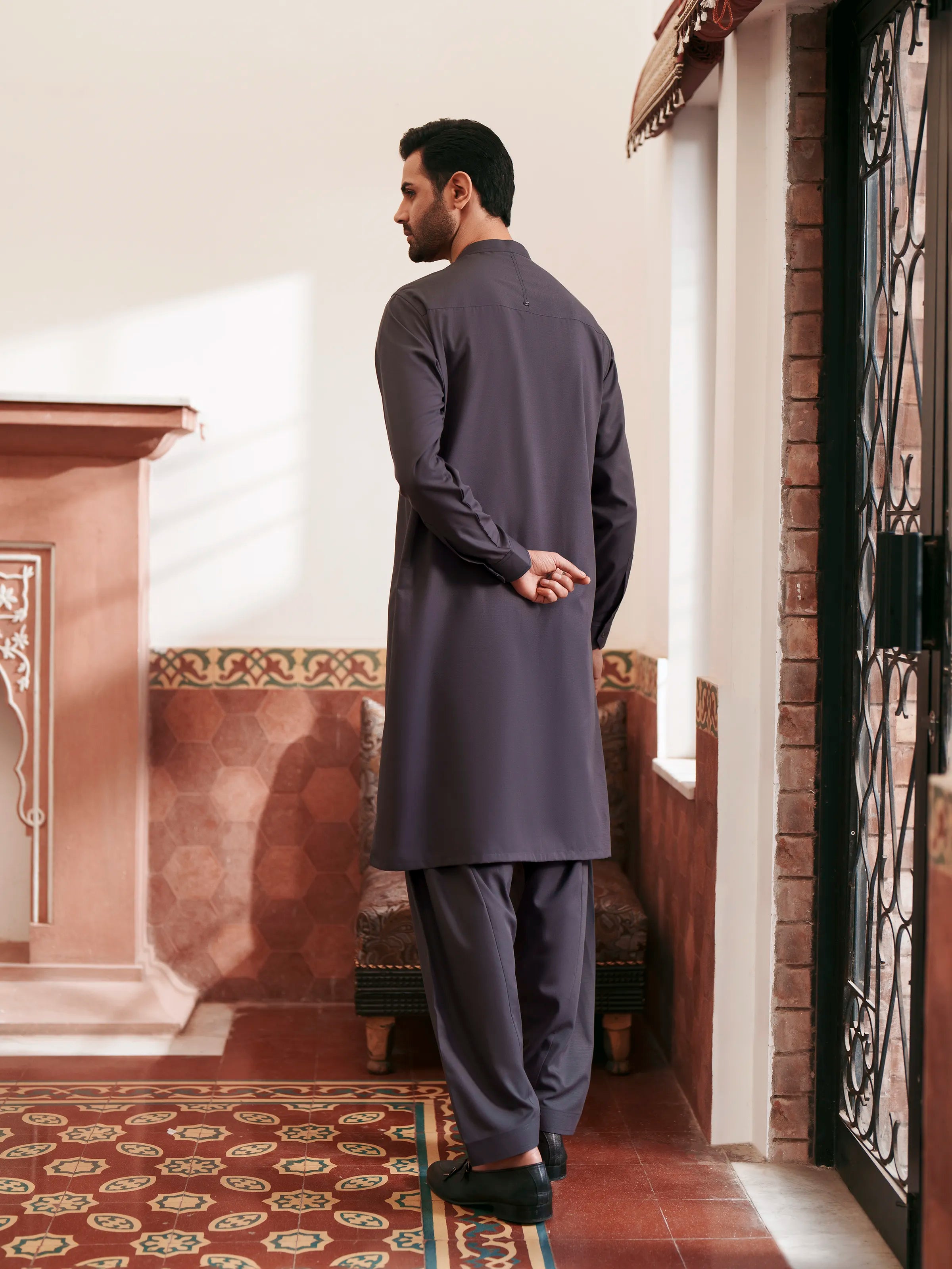 Men's Grey Shalwar Kameez - EMTKS6-41241