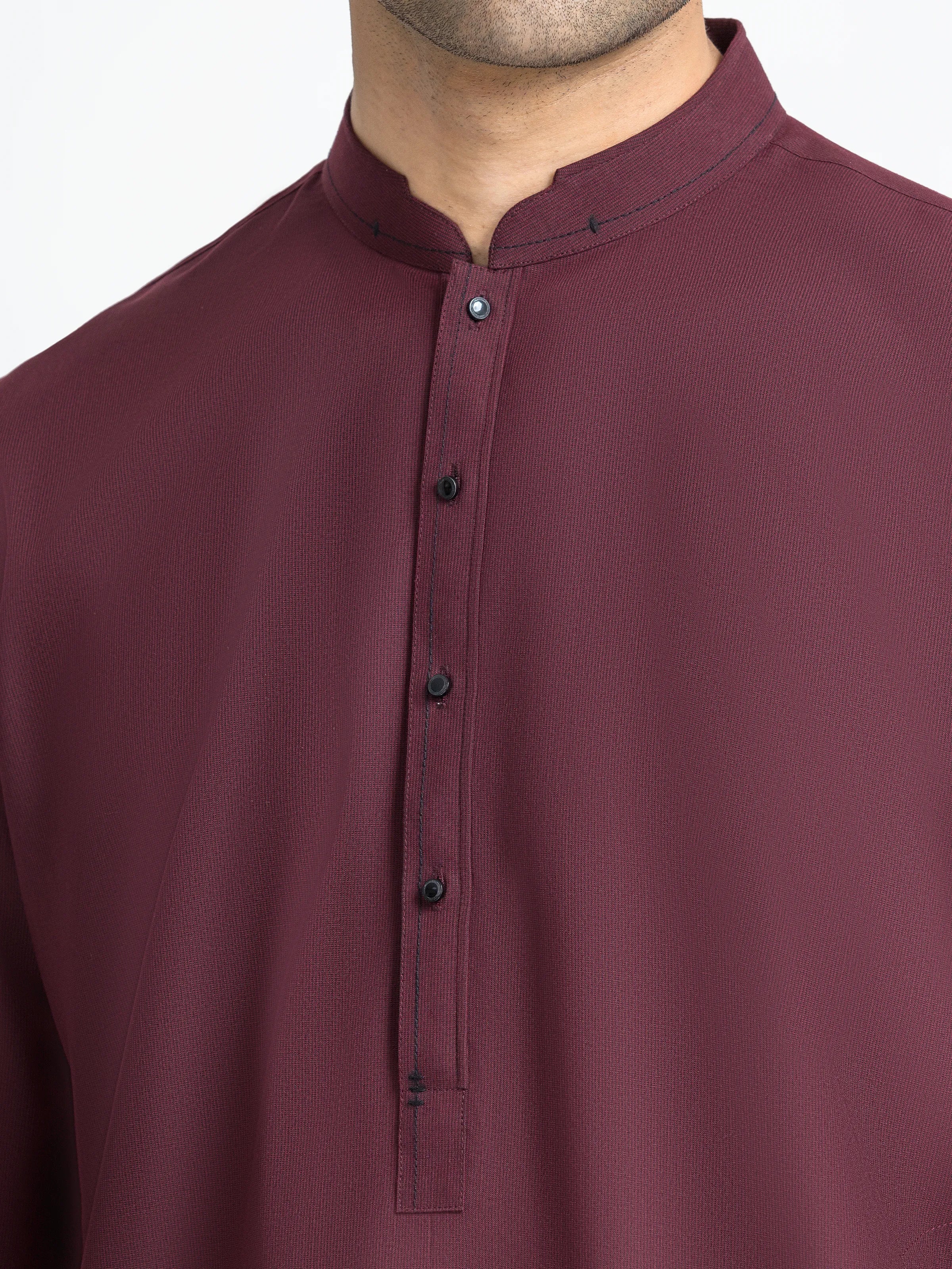 Men's Maroon Kurta Shalwar - EMTKS6-41251