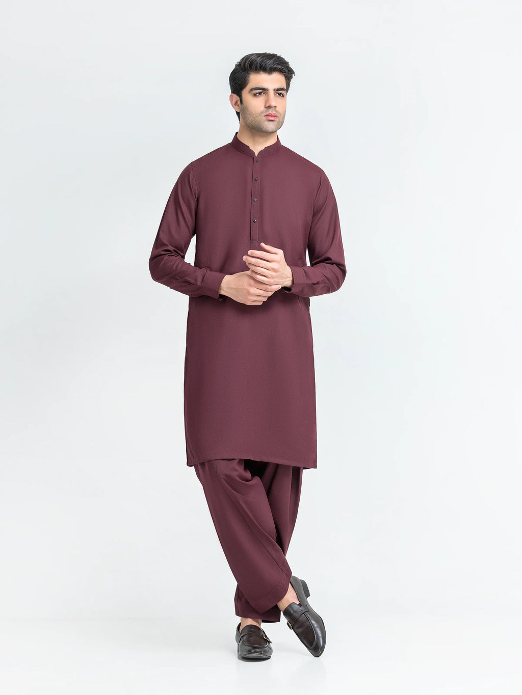 Men's Maroon Kurta Shalwar - EMTKS6-41251