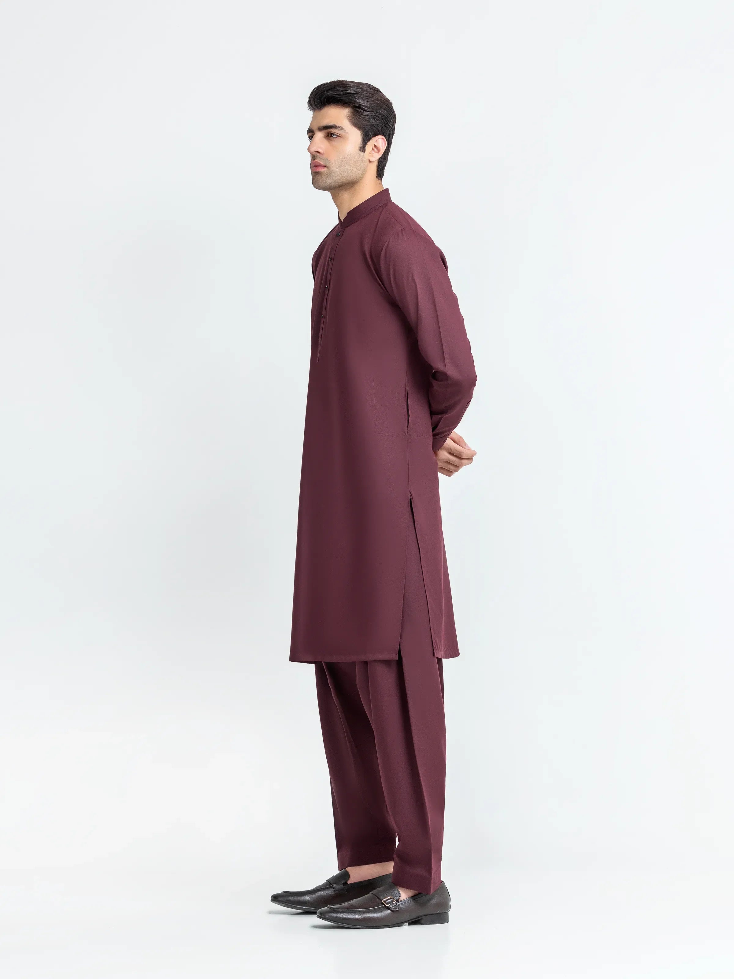 Men's Maroon Kurta Shalwar - EMTKS6-41251