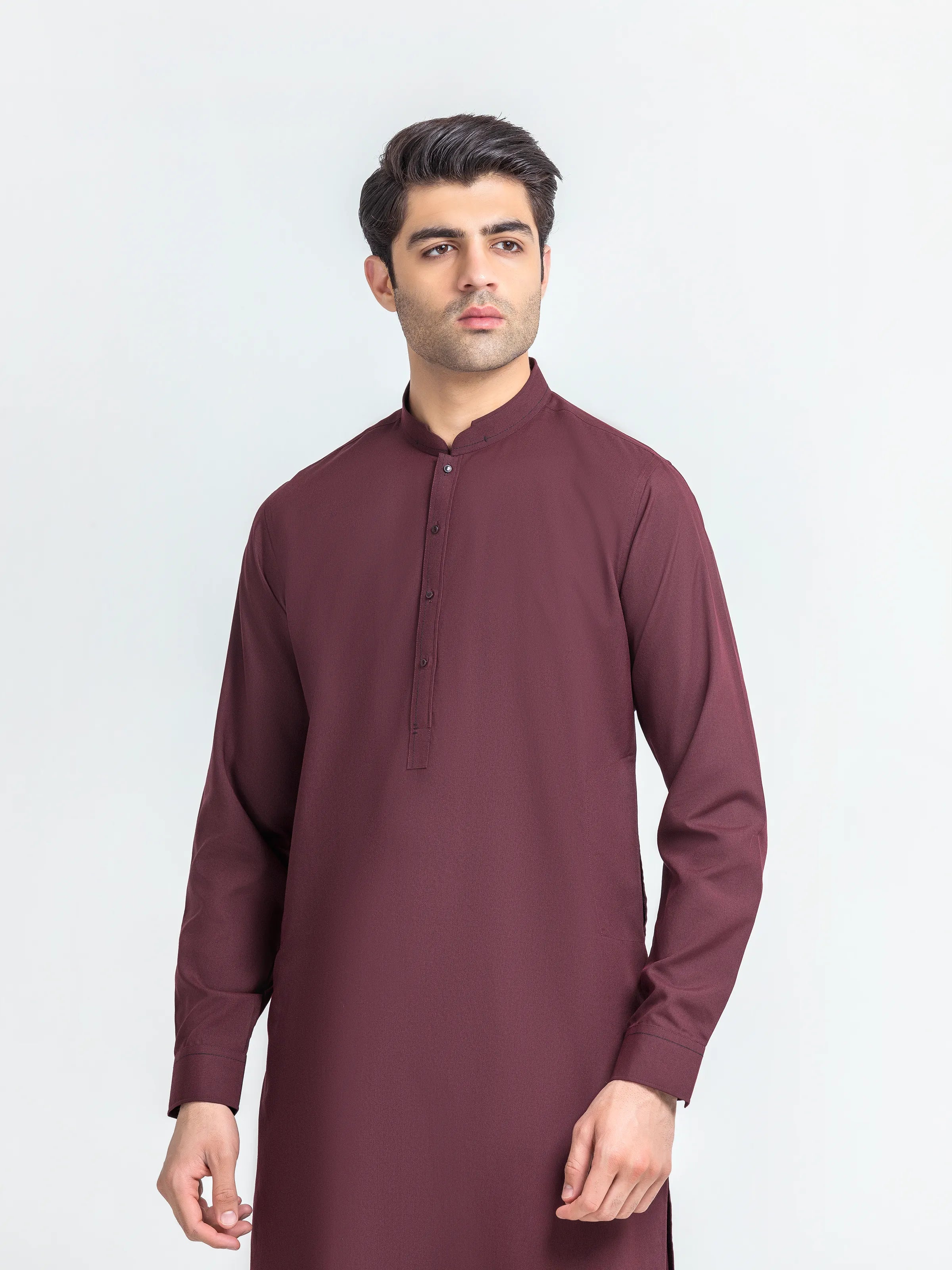 Men's Maroon Kurta Shalwar - EMTKS6-41251